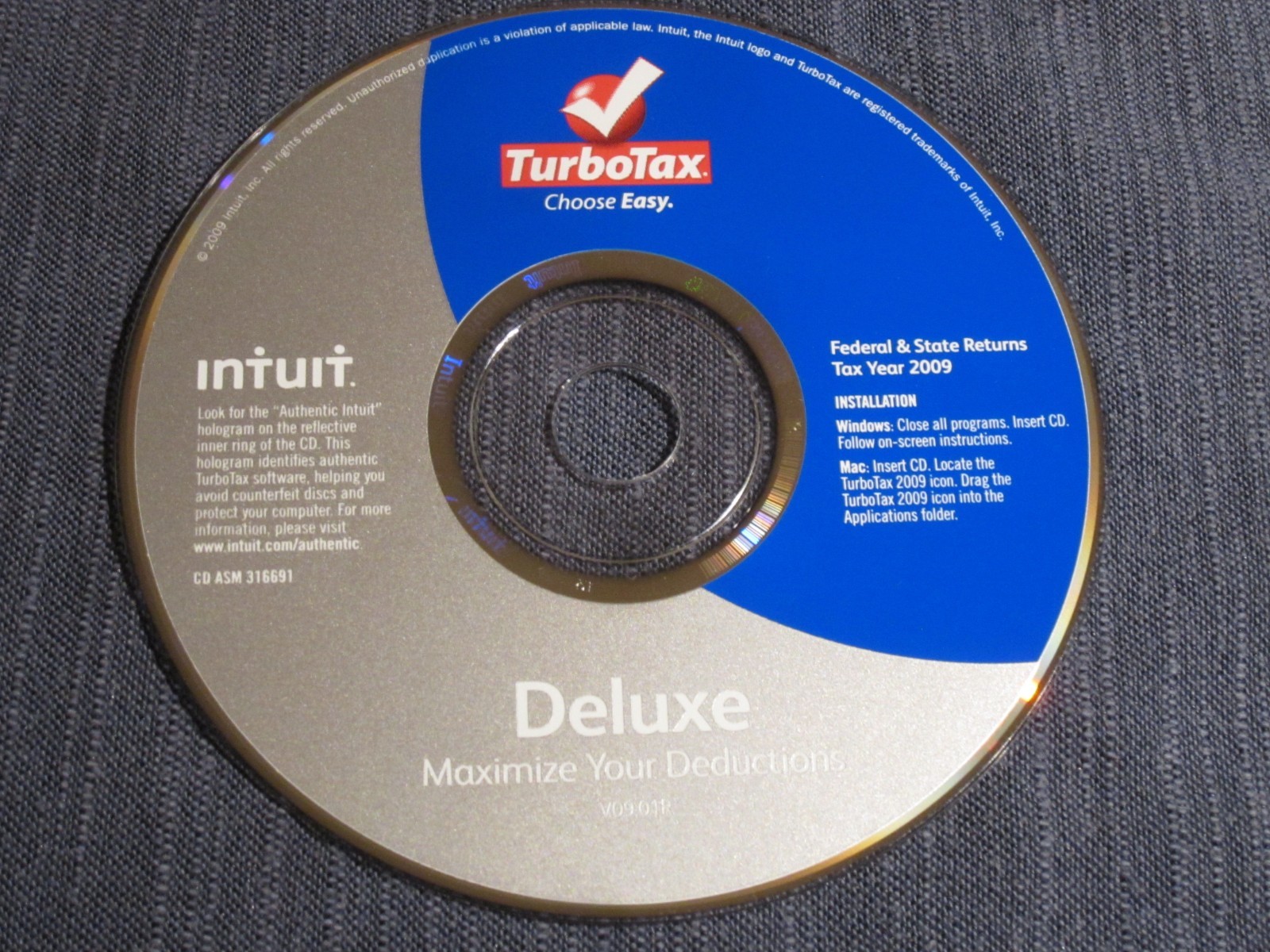 Turbotax 2009 Deluxe Federal State Tax Software Windows Mac