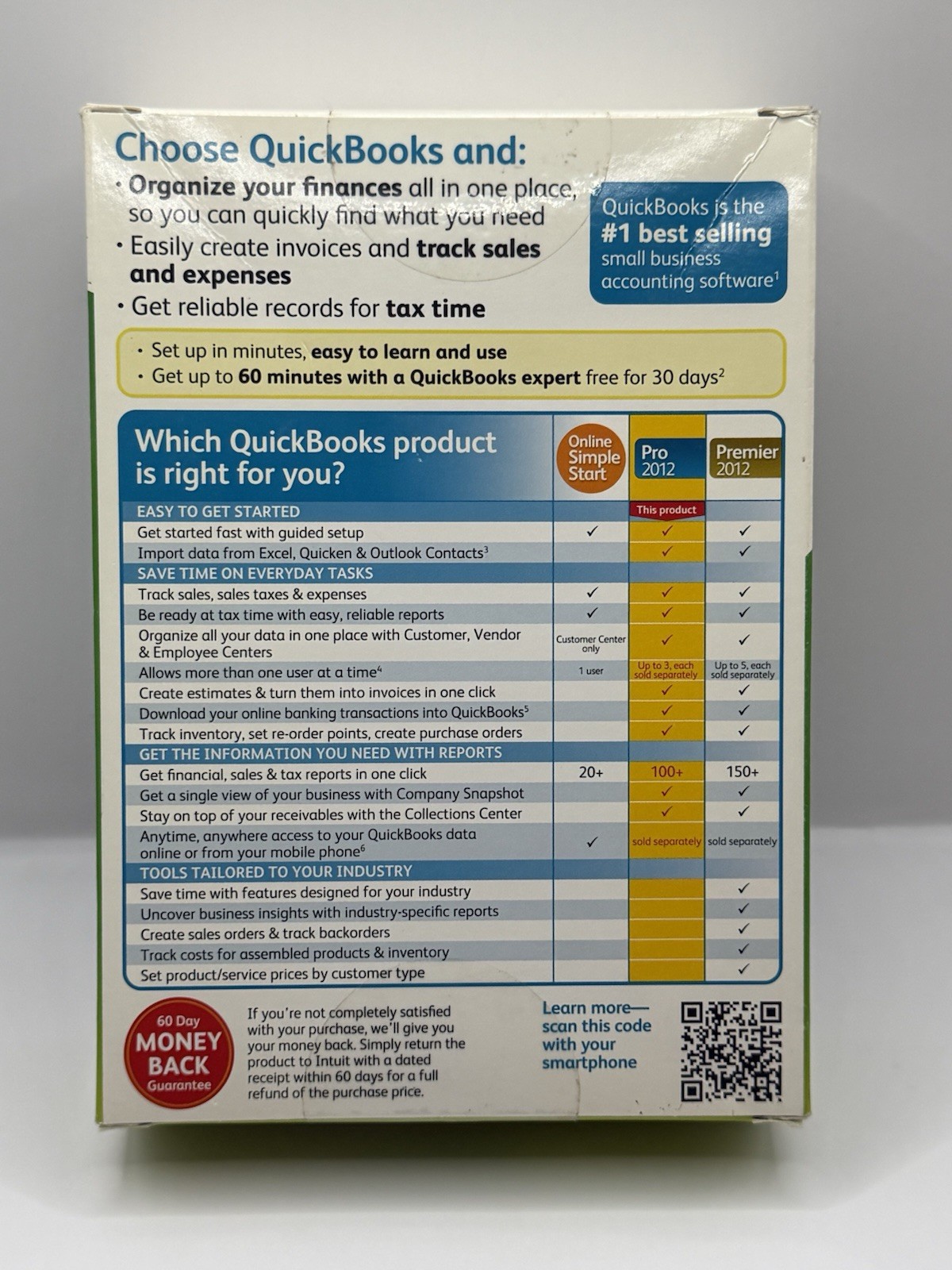 INTUIT QUICKBOOKS PRO 2012 FOR WINDOWS FULL RETAIL USA VERSION =NEW SEALED BOX=