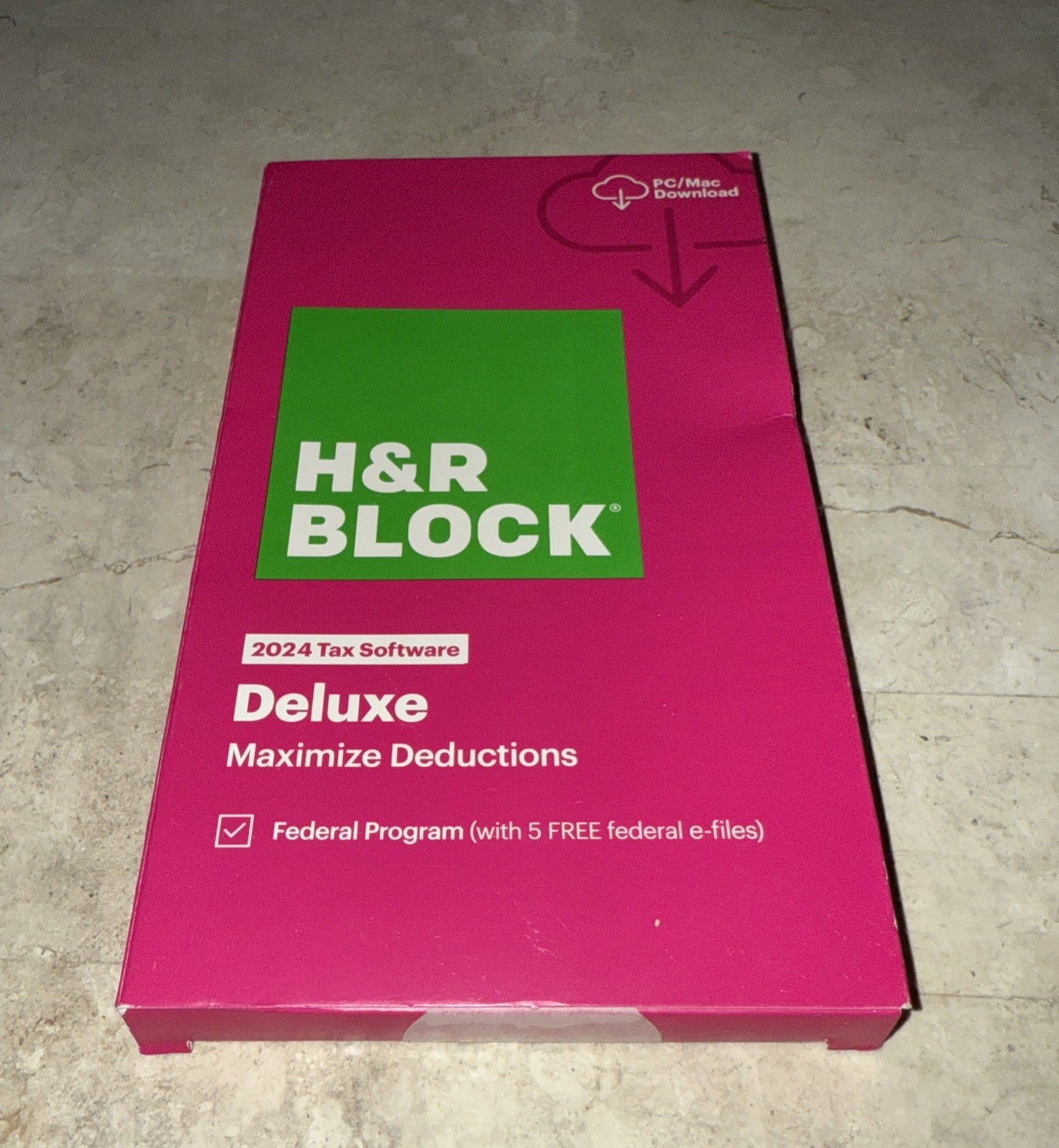 H&R Block 2024 Tax Software Deluxe Federal Only PC Win/Mac Key Card in Box NEW