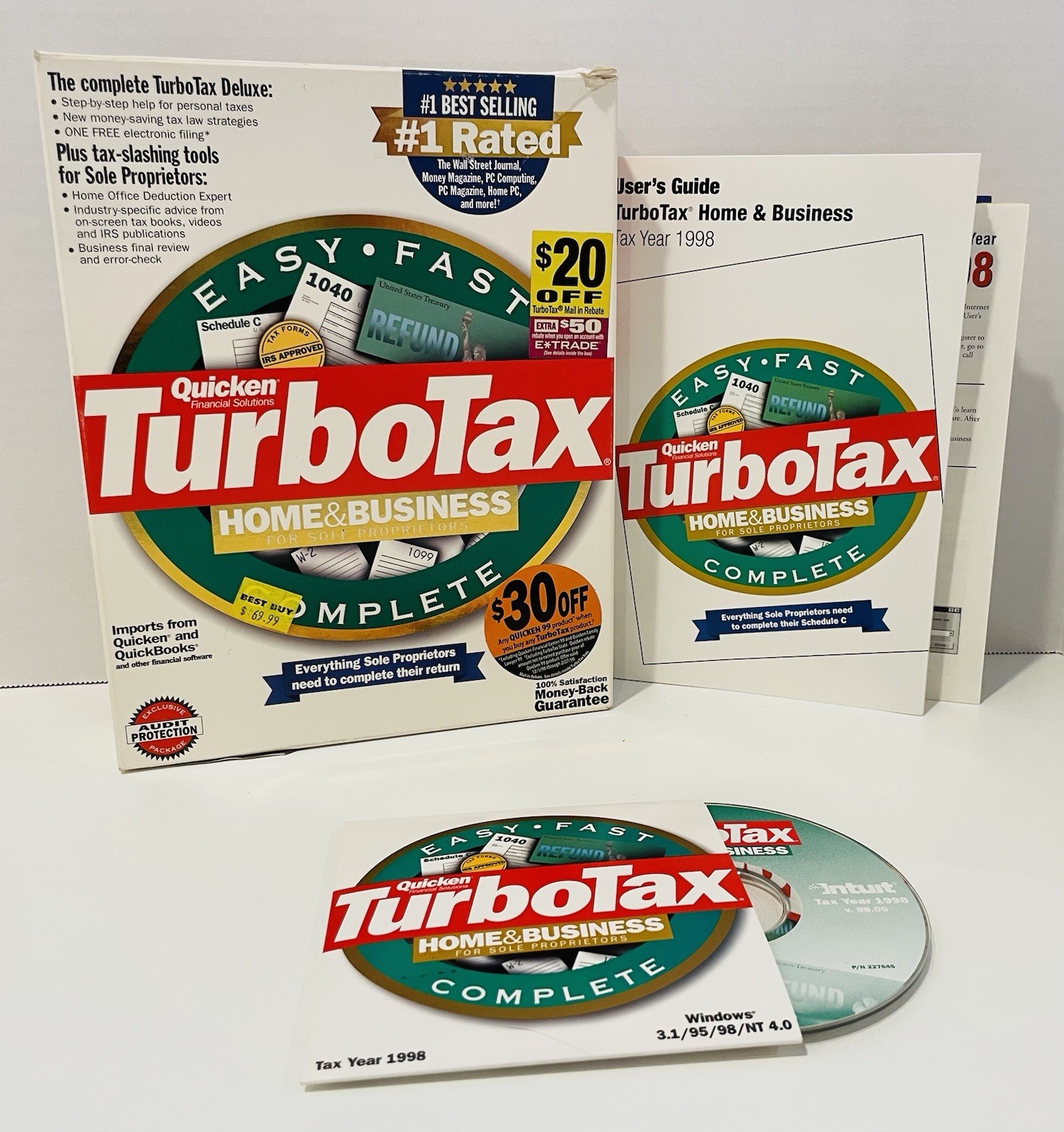 Quicken TurboTax Home & Business 1998 CD-ROM, Complete, for Windows
