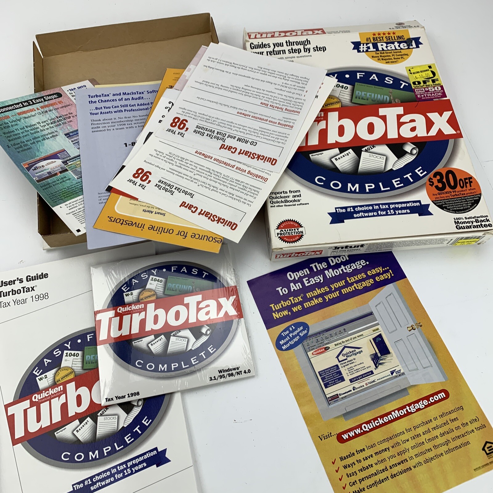 Quicken Turbo Tax Vintage 1998 PC CD-Rom Big Box