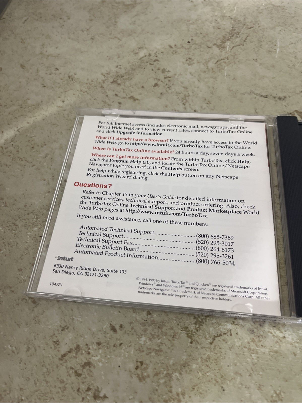 TurboTax Deluxe Quick Start Guide Edition 1995