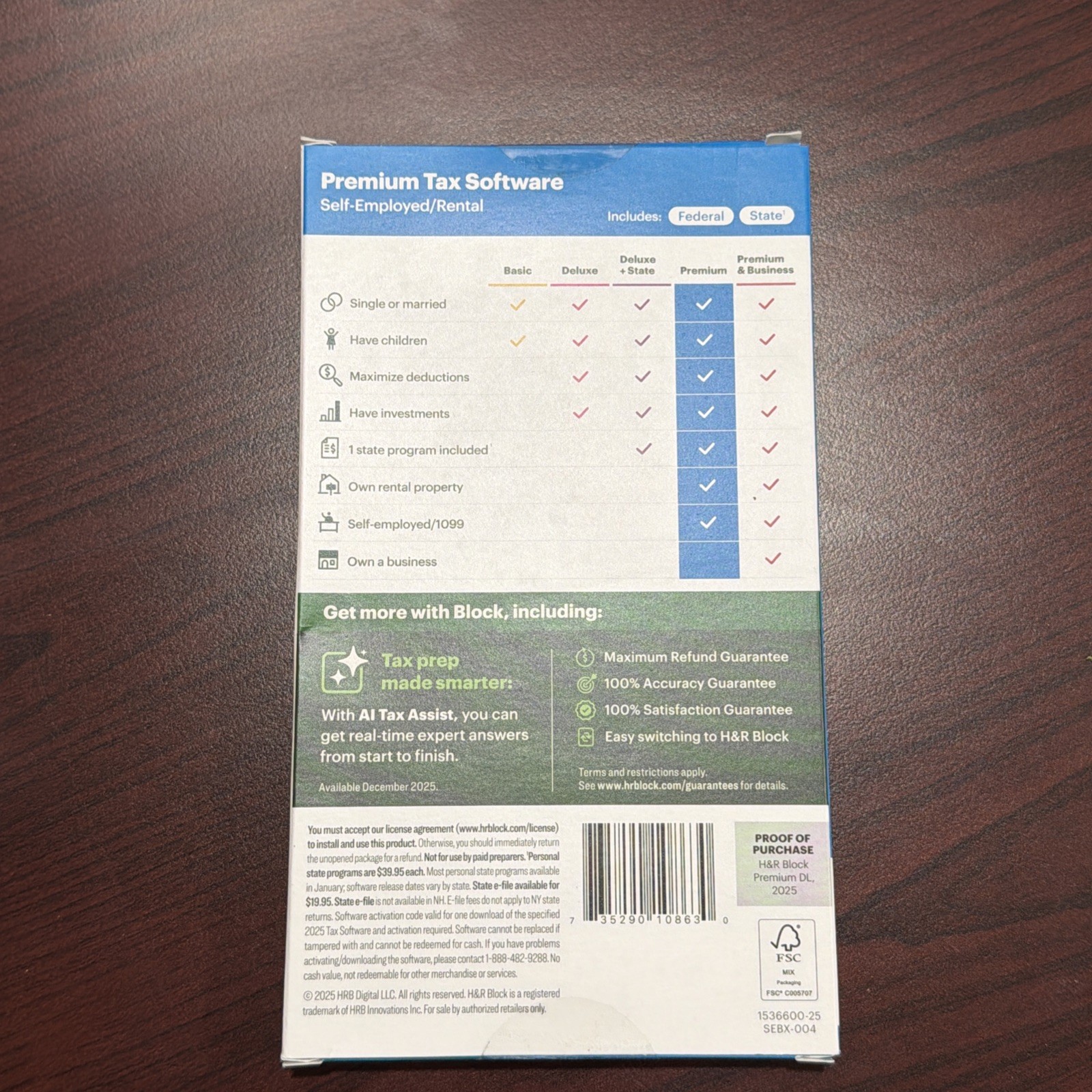 NEW 2025 H&R Block Tax Software Premium for Apple/Mac [Key Card]