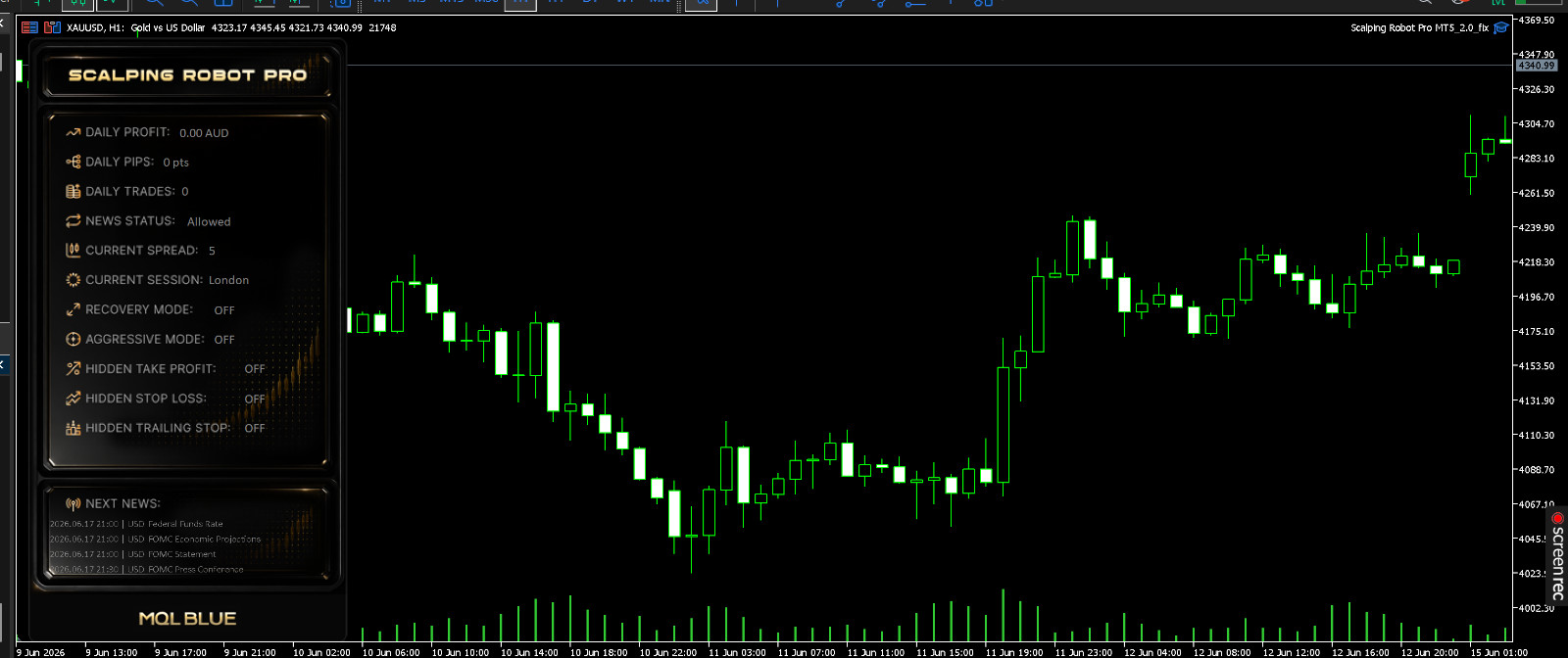 v2.0 Scalping Robot Pro EA Metatrader MT5 Gold Bot Trading Forex Robot