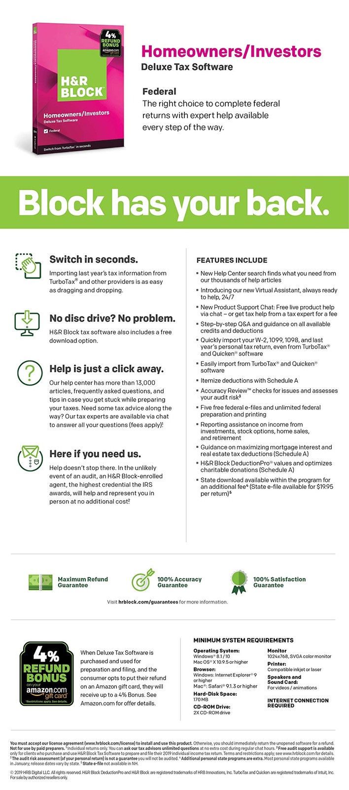 Tax Software H&R Block Deluxe 2019 Federal Only Mac Download Old Version
