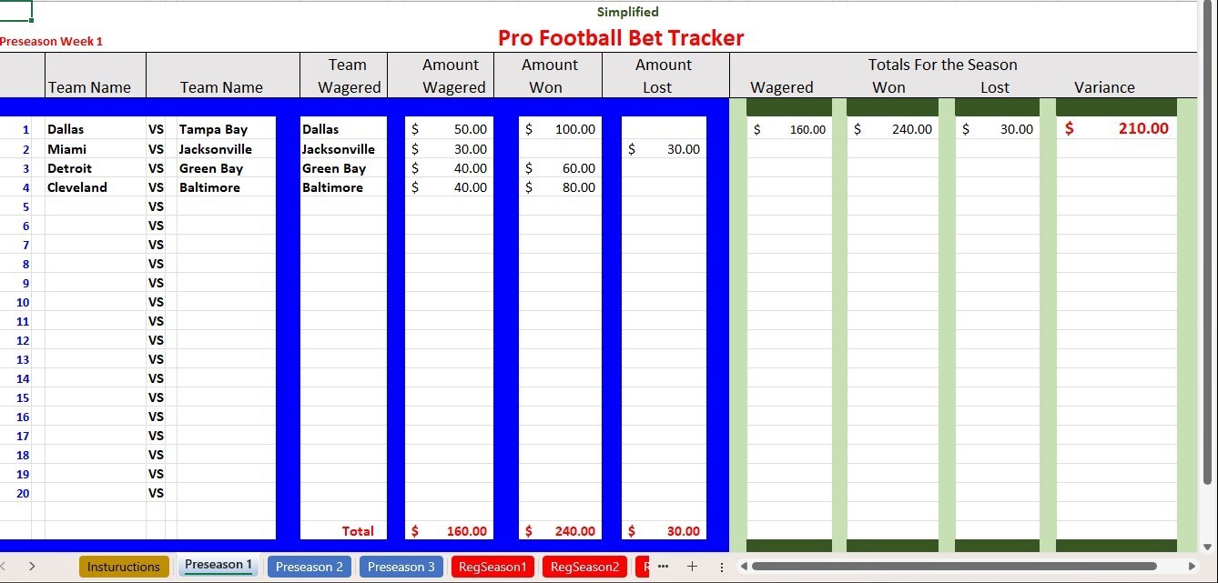 College Football Bet Tracker, Excel Spreadsheet PC or Android BOGO See Descript.