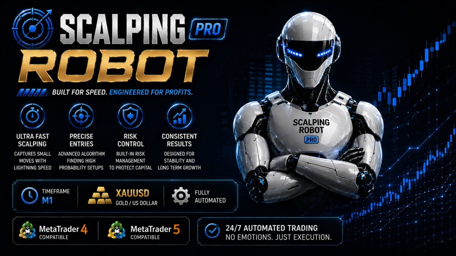 v2.0 Scalping Robot Pro EA Metatrader MT5 Gold Bot Trading Forex Robot