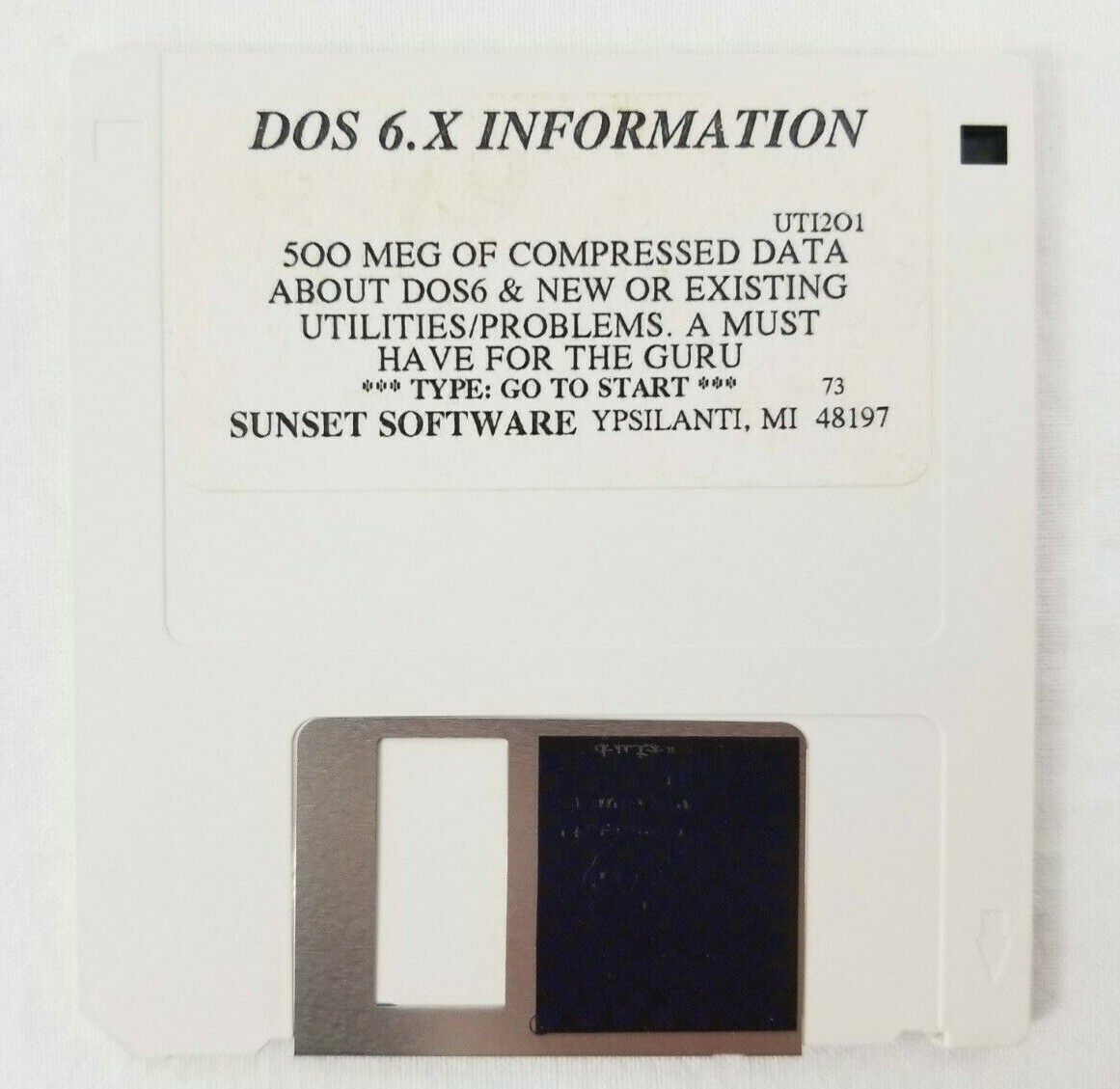 DOS 6.X INFORMATION FOR WINDOWS-SUNSET SOFTWARE – 3.5″ DISK – GREAT CONDITION!!!