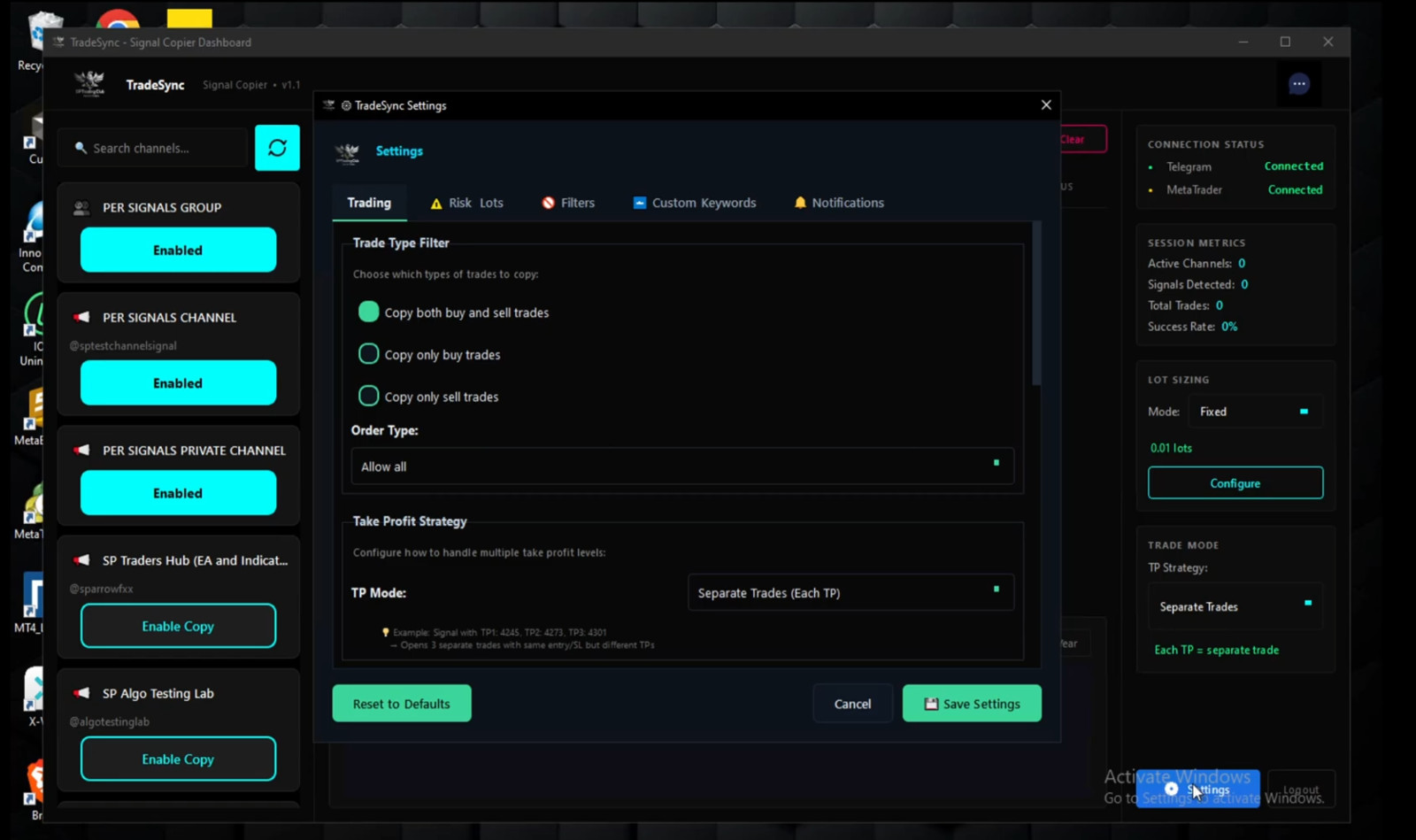 v1.1 TradeSync Telegram to MT4 and MT5 Trade Signal Copier Expert Advisor