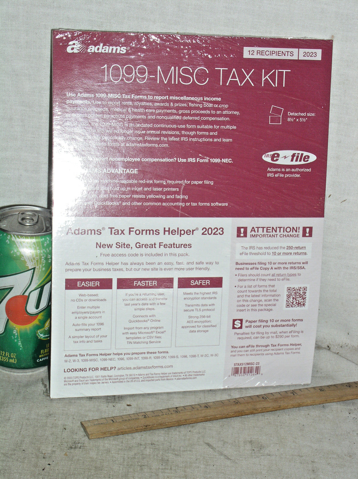 SEALED 2023 ADAMS 1099-MISC TAX KIT FORMS 5-PART 12 RECIPIENTS+ENVLOPES STAX512