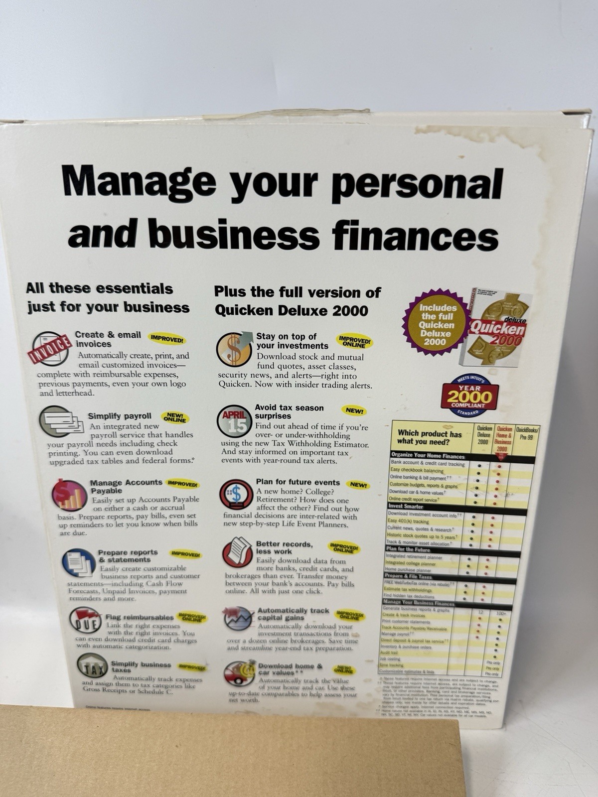Quicken 2000 Home and Business For Windows 95 98 NT Software Vintage