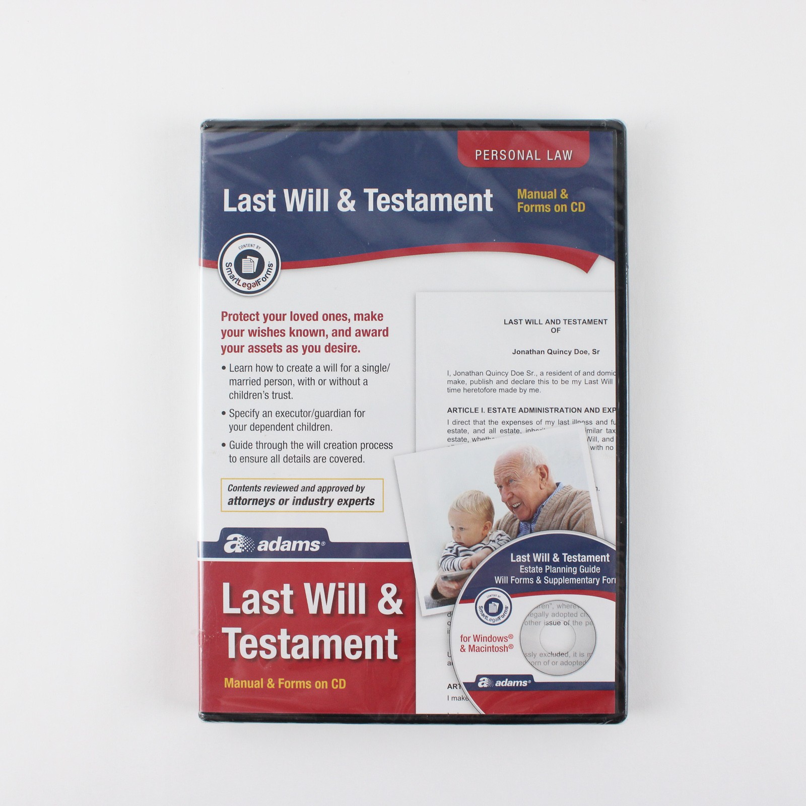 Adams Last Will & Testament Software Manual & Forms on CD 2016 New Sealed