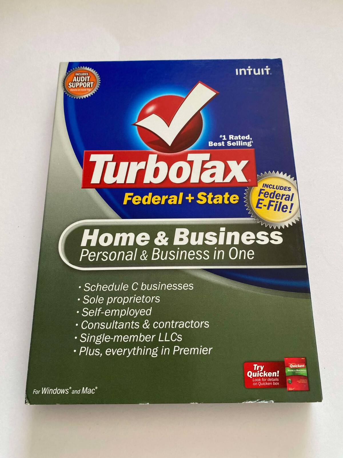 2008 TurboTax Home & Business Windows & Mac CD Federal & State returns VERY GOOD