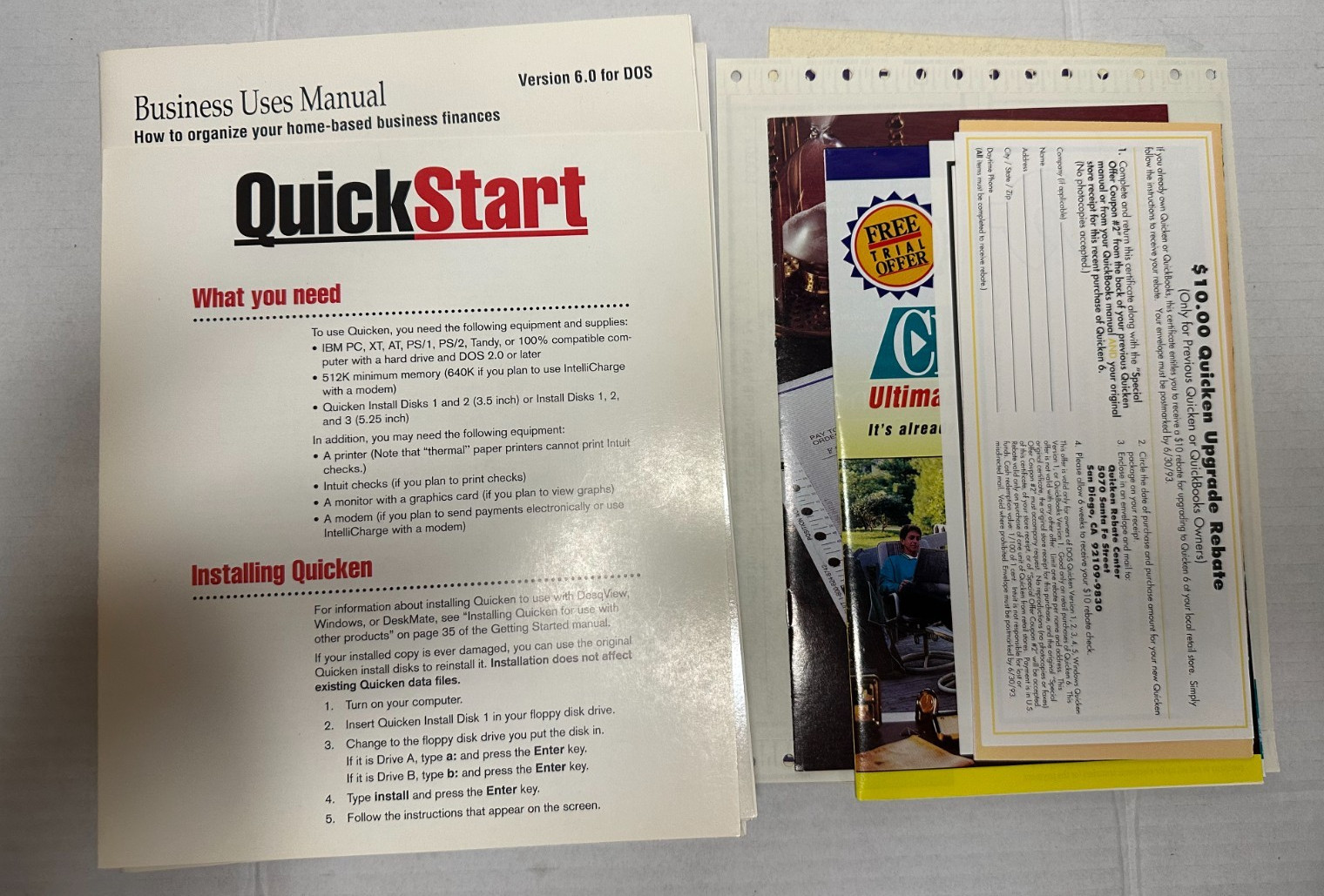 Vintage Intuit Quicken for DOS IBM Version 6.0 3.5″ & 5 1/4″ Floppy Disks VTG