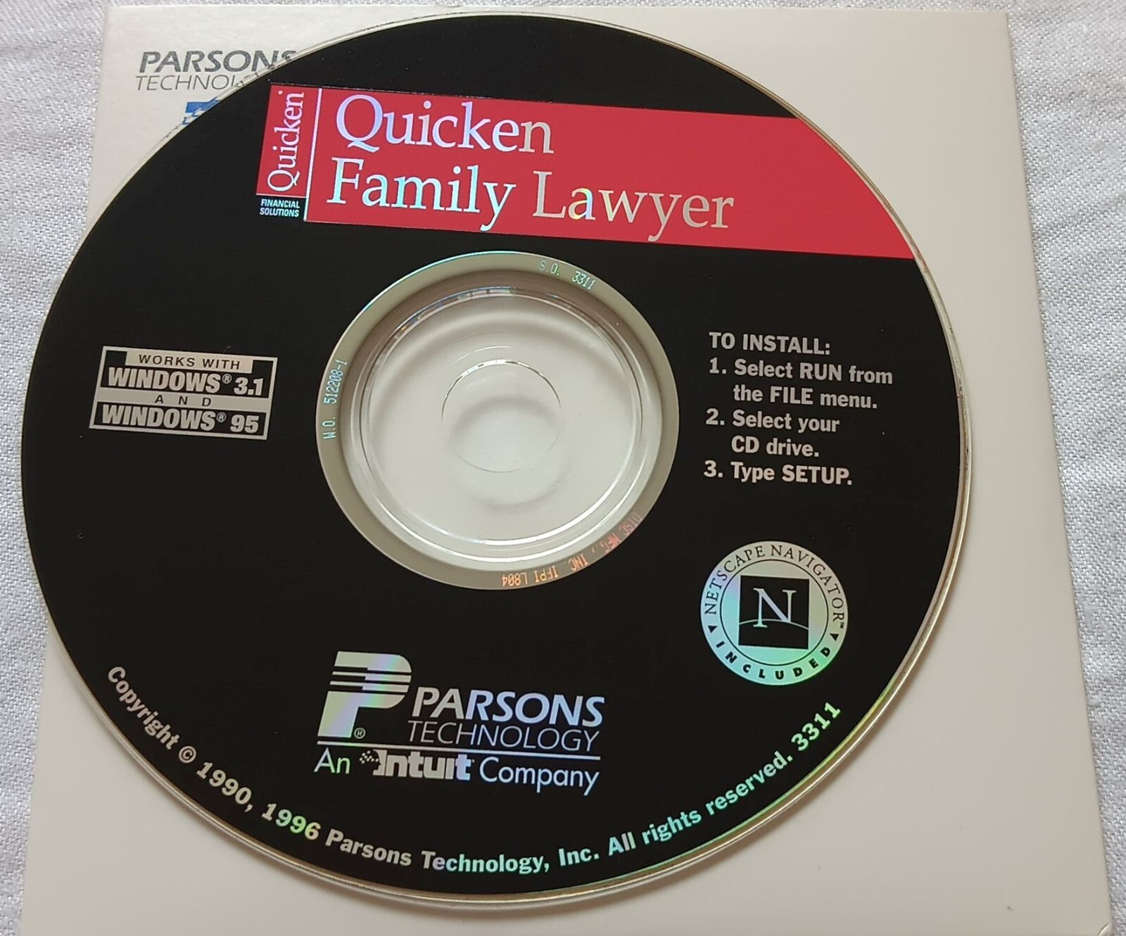 Parsons Technology LOT Quicken Family Lawyer & Announcements CD-ROM Windows 1995