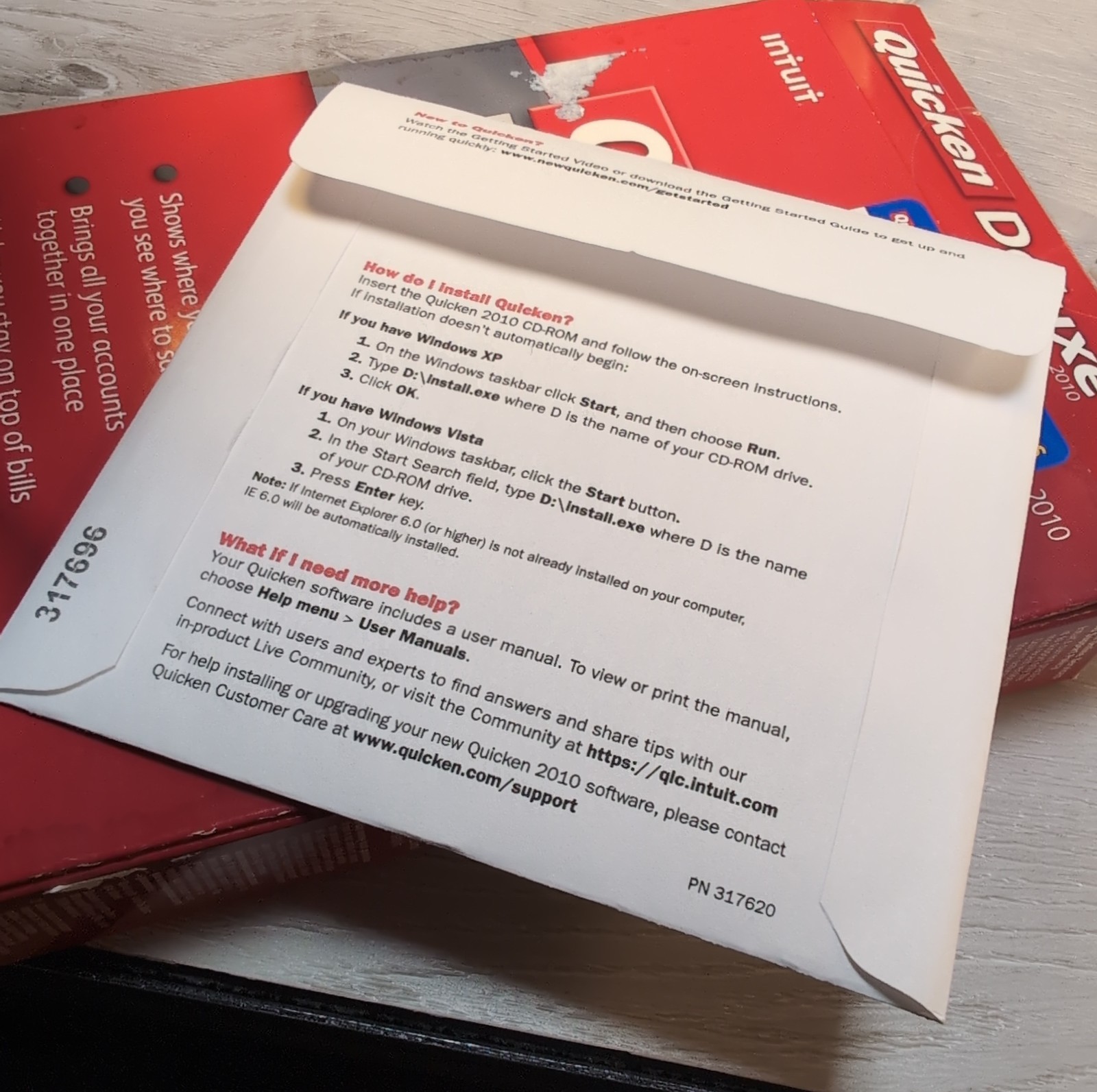 Intuit Quicken Deluxe 2010 for Windows XP/Vista/7 NOT FOR Win 10/11