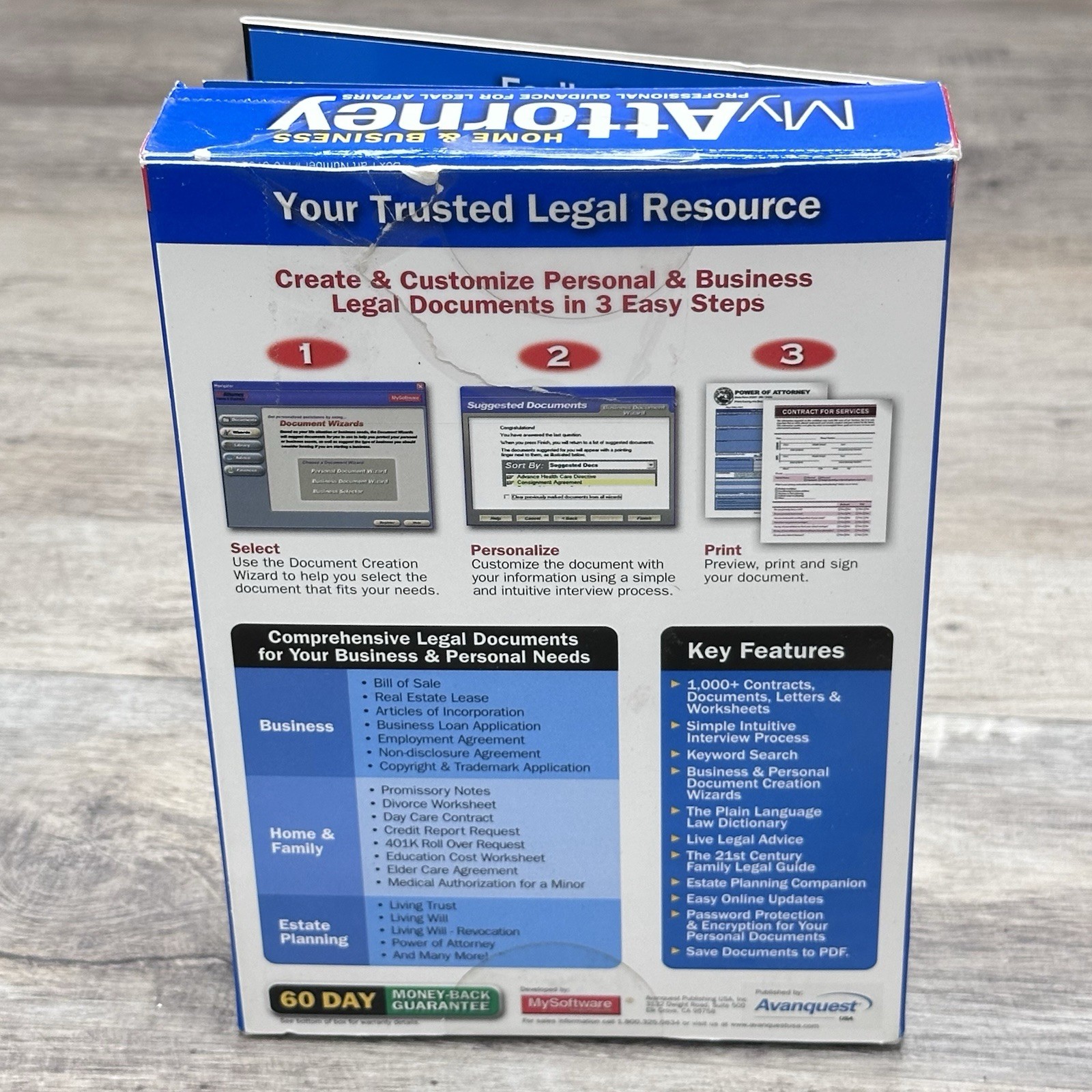My Attorney Home & Business My Software PC Legal Forms Contracts Estate Planning