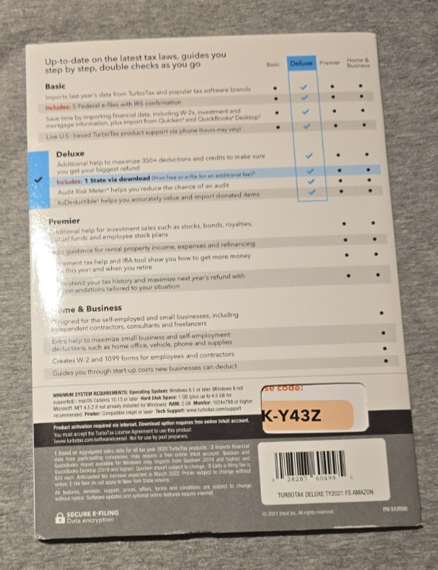 TurboTax Deluxe Tax Year 2021