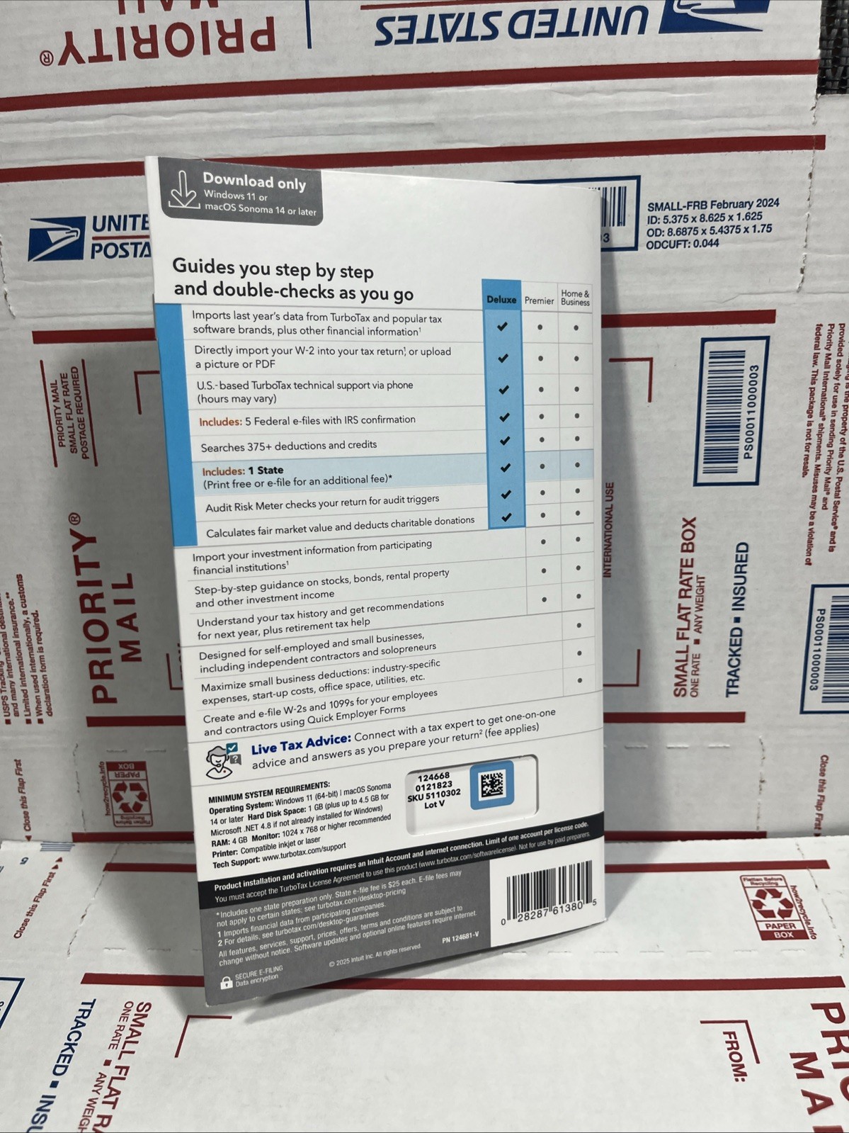 TurboTax Deluxe Desktop 2025 Federal & State Tax Return Product Key Card Desktop