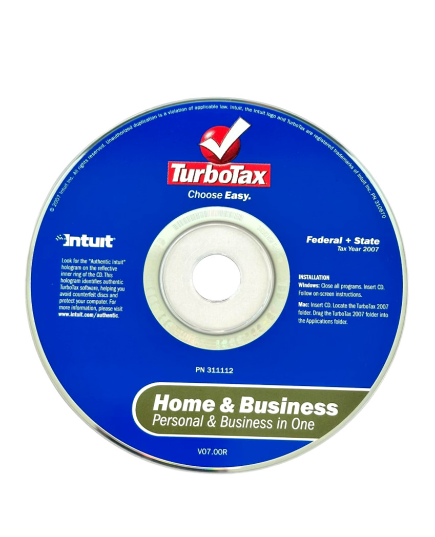 TurboTax Home & Business Tax Year 2007 Federal+State for Windows & Mac
