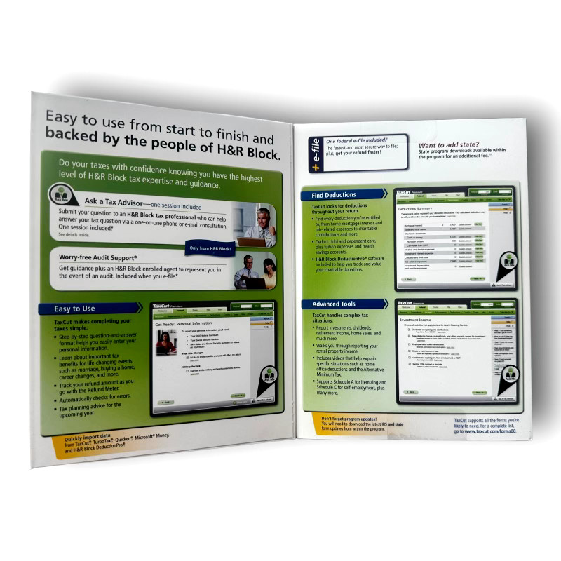 H&R Block Taxcut Premium Federal 2008 For WINDOWS & MAC NEW SEALED