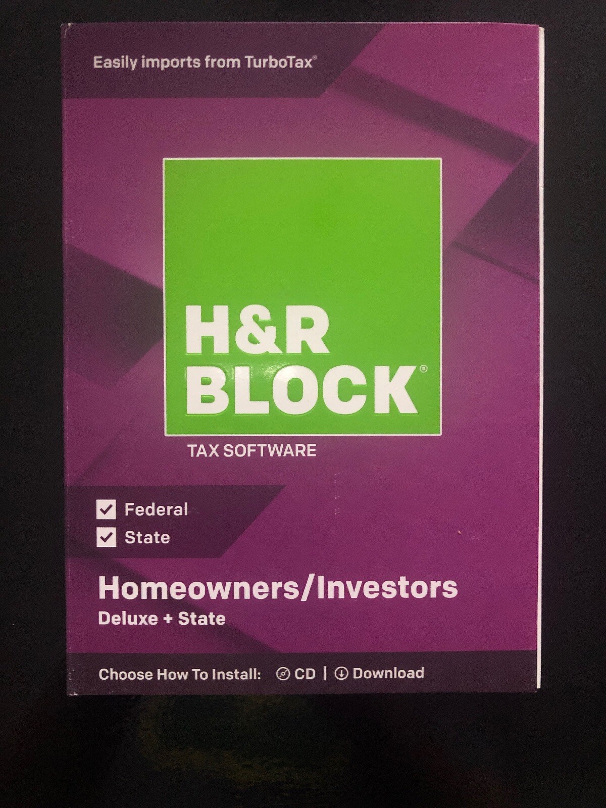 H&R Block Deluxe + State 2018 Homeowners/Investors Tax Software Disc Windows/Mac