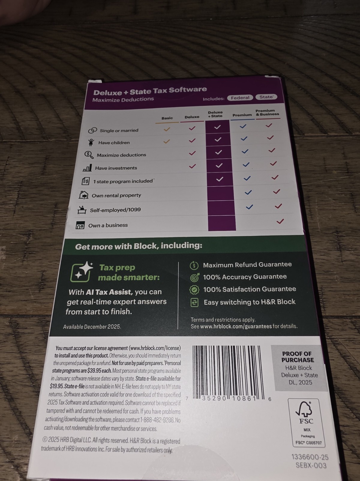 H&R BLOCK 2025 DELUXE TAX SOFTWARE FED+STATE PC/MAC DOWNLOAD CODE NEW