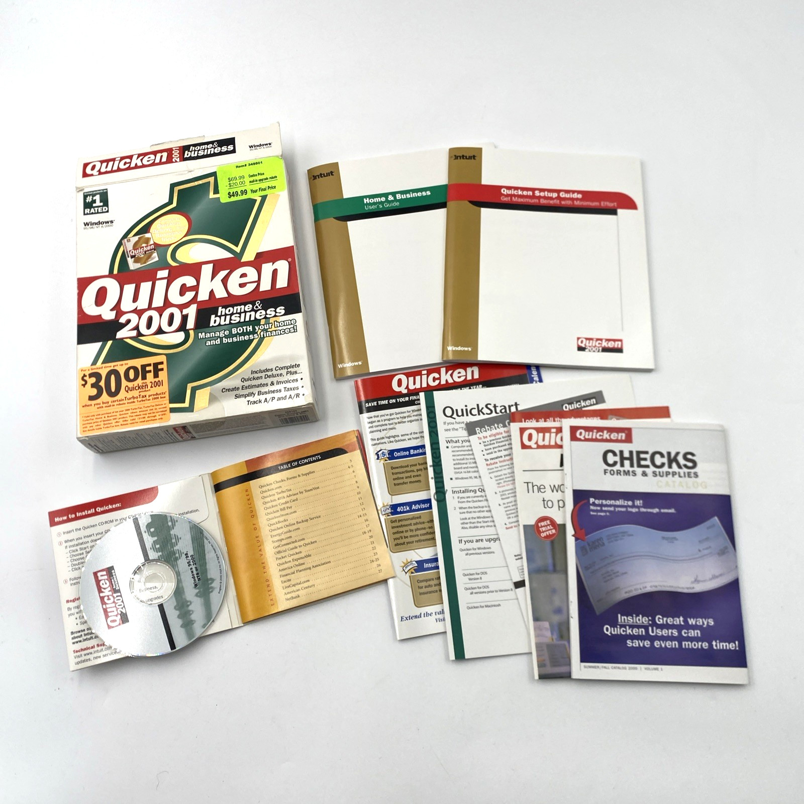 Quicken 2001 Home & Business Finance Deluxe Plus Bookkeeping Software CD-ROM