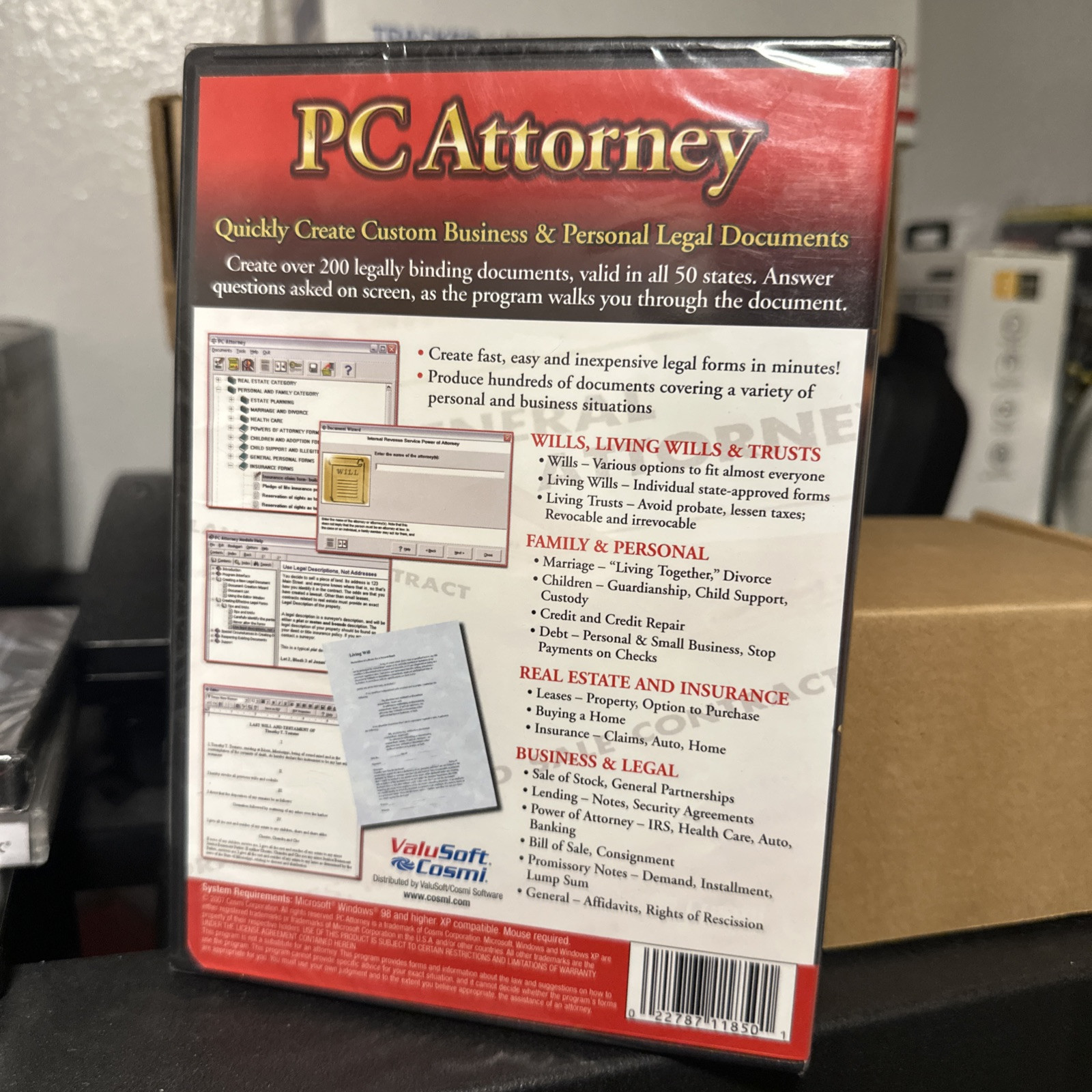 PC ATTORNEY – CREATE OVER 200 LEGAL DOCUMENTS PC CD-ROM SOFTWARE, WIN 98/XP