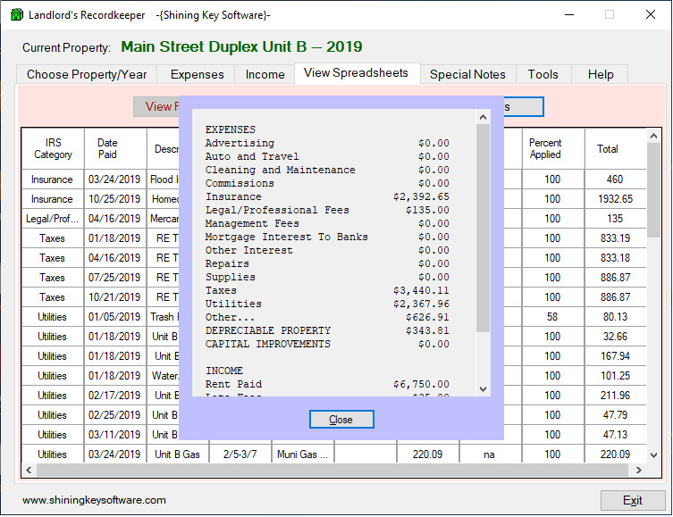 Landlord’s Recordkeeper: Rental Property Records Software [Download Version]