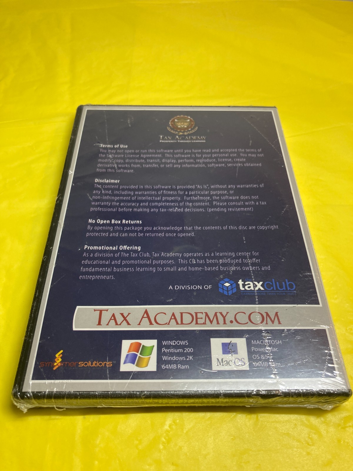 Tax Academy Small Business Starter PC CD-ROM Win Mac NEW SEALED