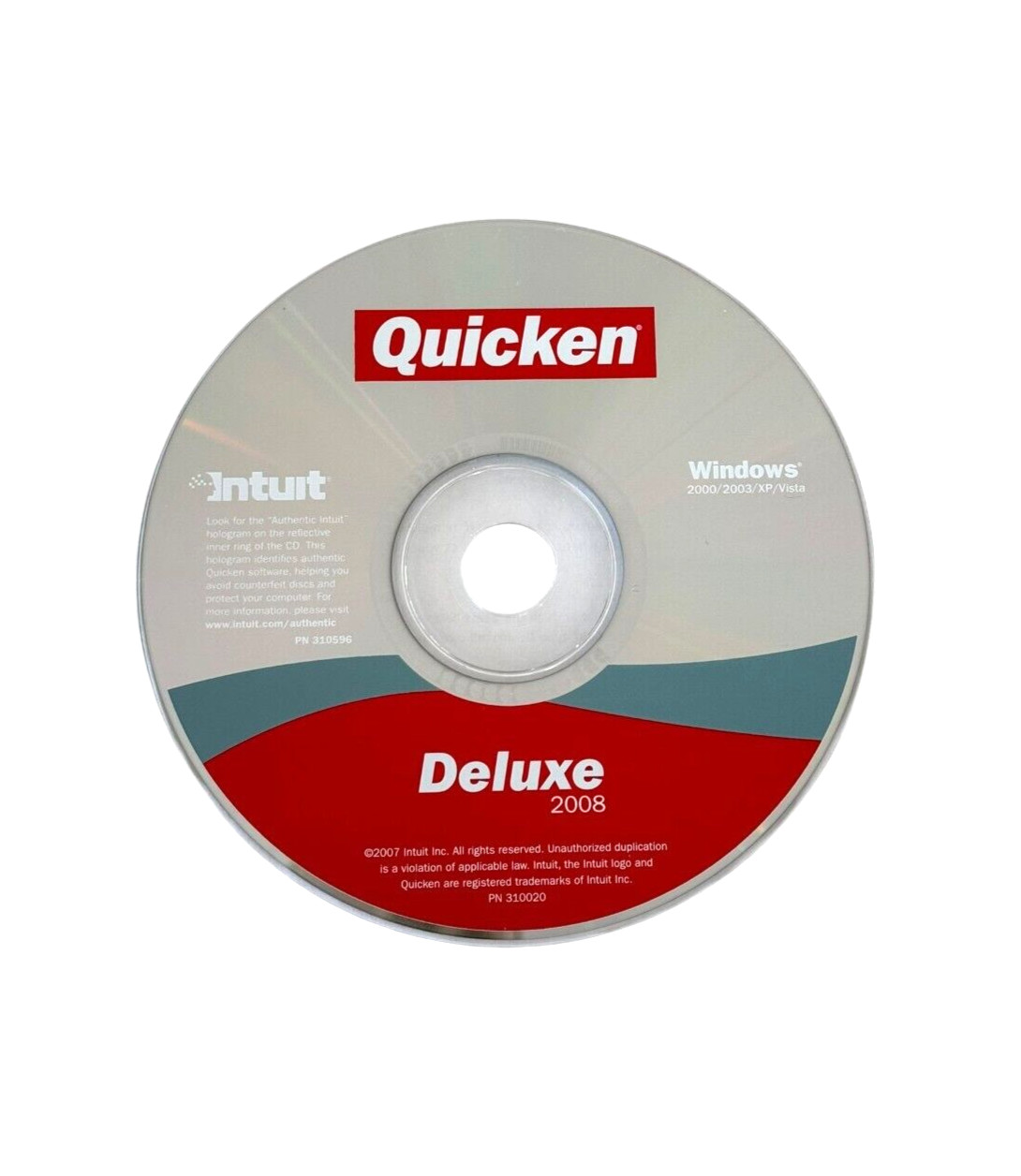 Intuit Quicken Deluxe 2008 For Windows ’00/’03/XP/Vista NOT for Win 10/11