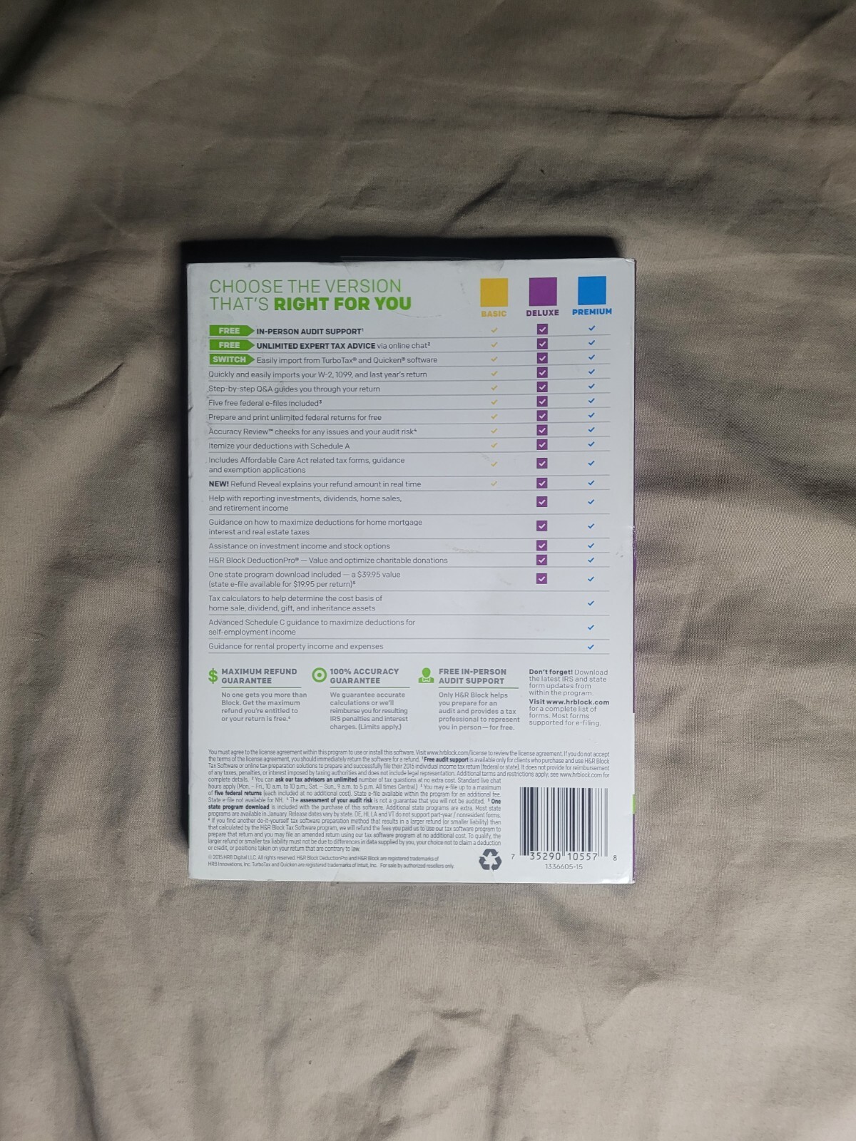 H&R BLOCK 2015,Tax Software”Deluxe Homeowner/Investors”+10 Refund Bonus,Federal