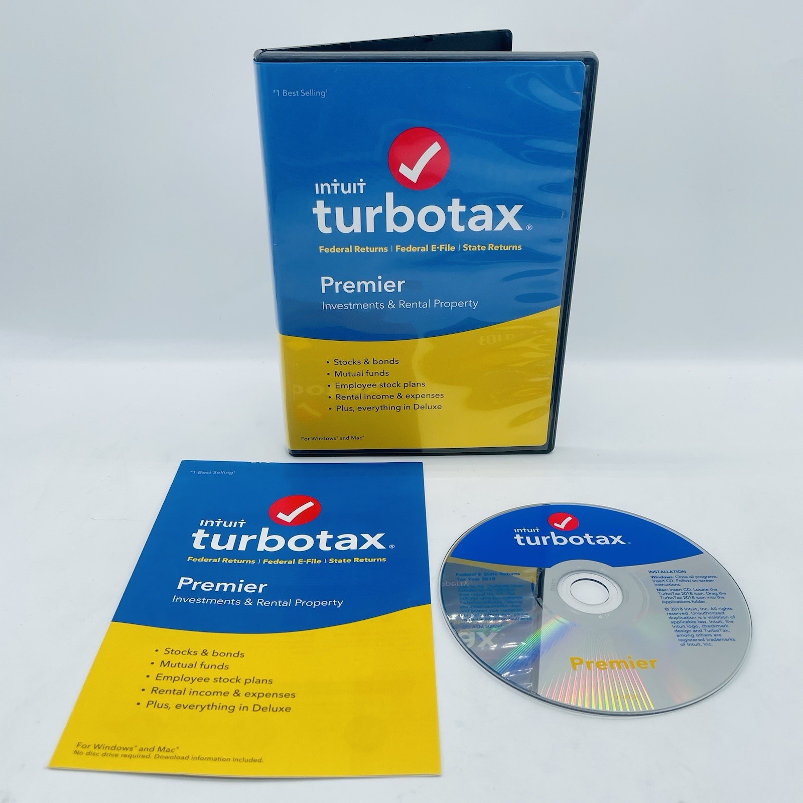 2018 TurboTax Premier Investments & Rental Property, Fed & State Income PC & MAC