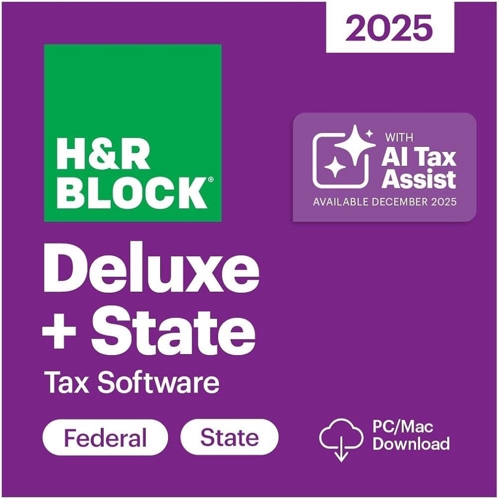 H&R Block Tax Software Deluxe + State 2025 Key Card PC / MAC USA Turbotax