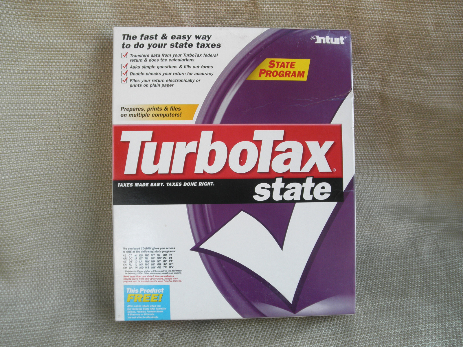 NEW 2003 (SEALED) VINTAGE TURBOTAX STATE SOFTWARE (WIN 95/98/NT 4.0/2000/ME/XP)