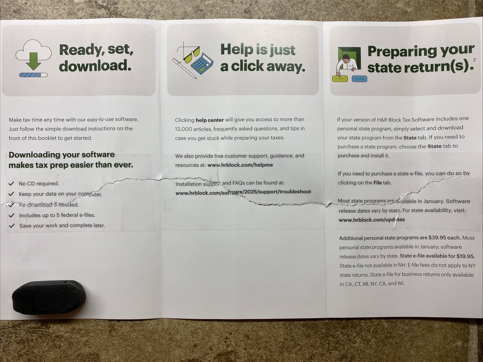 H&R Block Tax Software Deluxe + State 2025 Key Card