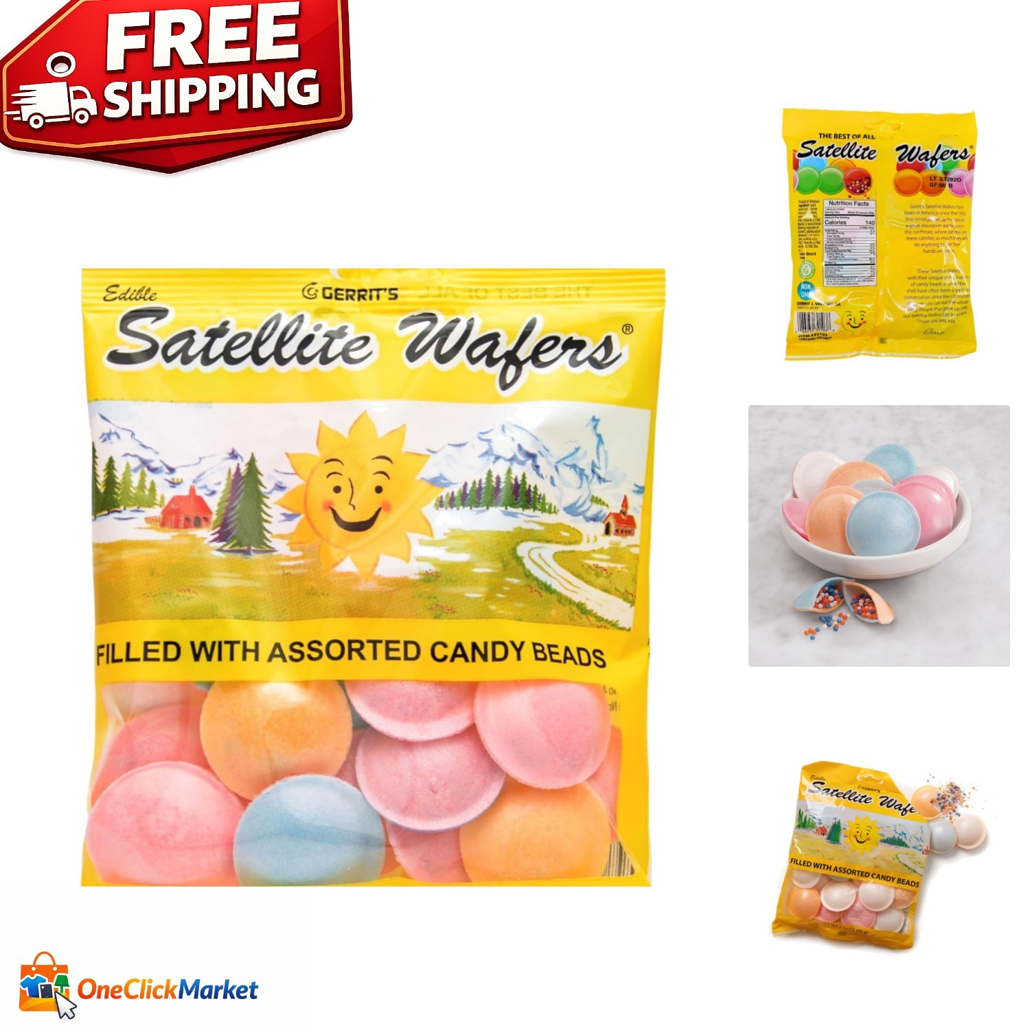 Guilt-Free 1.23 Ounce Satellite Wafers – 40- Classic Candy for All Ages