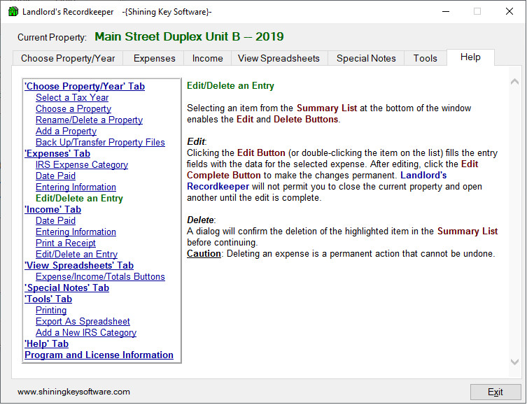 Landlord’s Recordkeeper: Rental Property Records Software [Download Version]