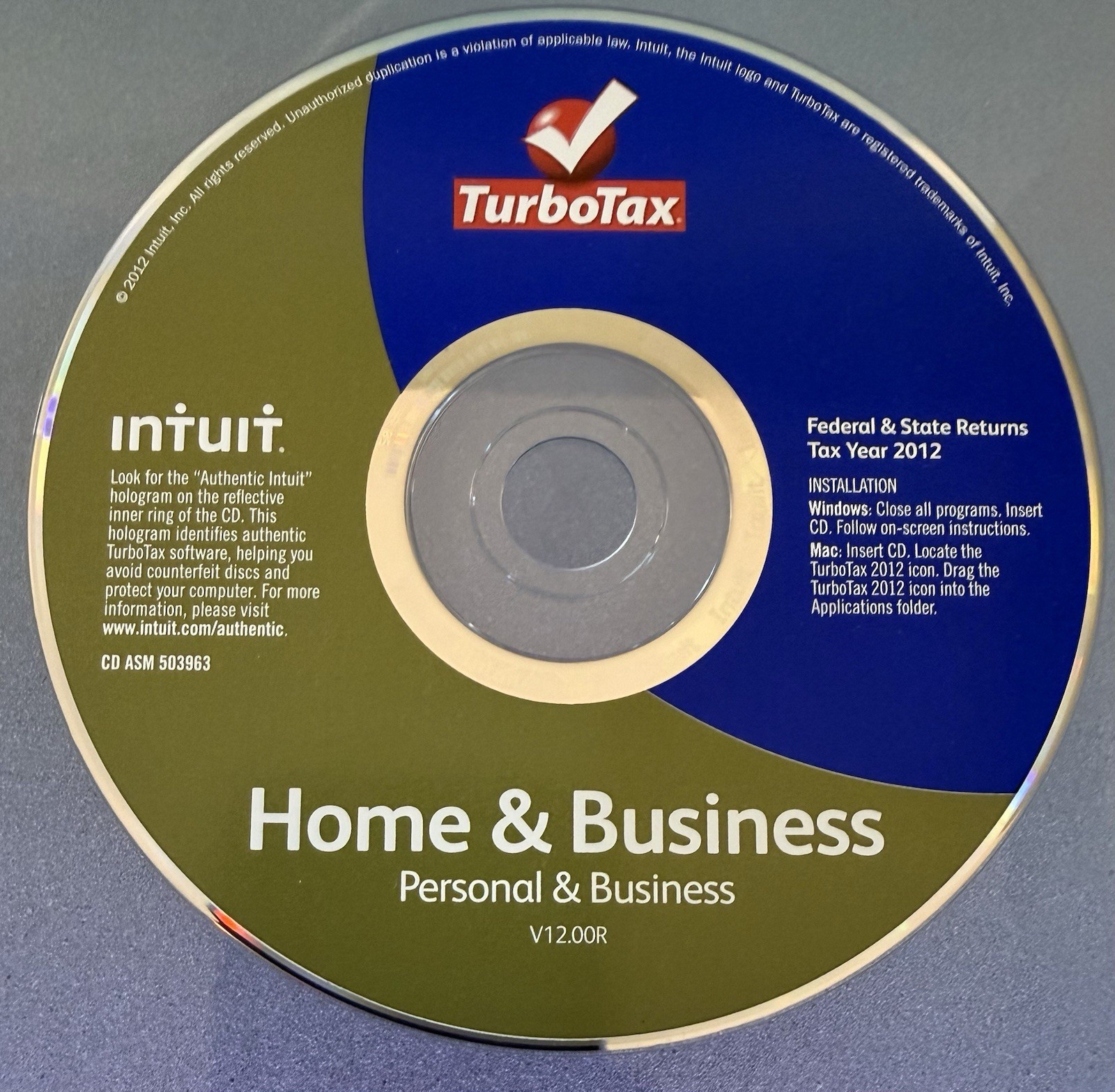Turbotax Home & Business | Federal & State | Tax Year 2012 CD PC/Mac