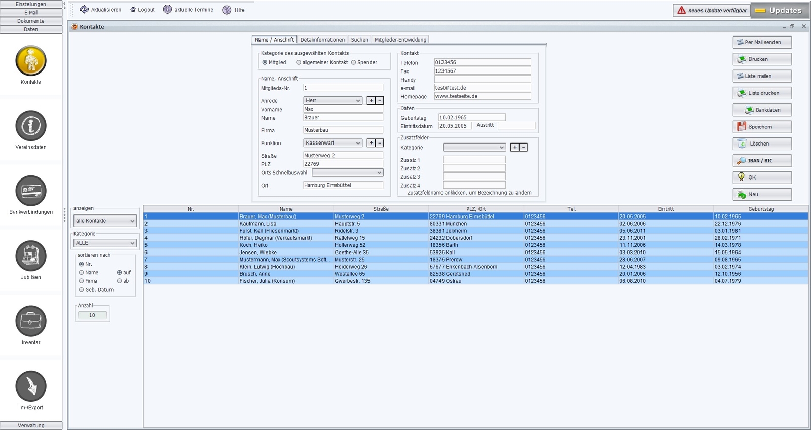 Club administration, club program, my club, software bargain, SEPA, Win 10