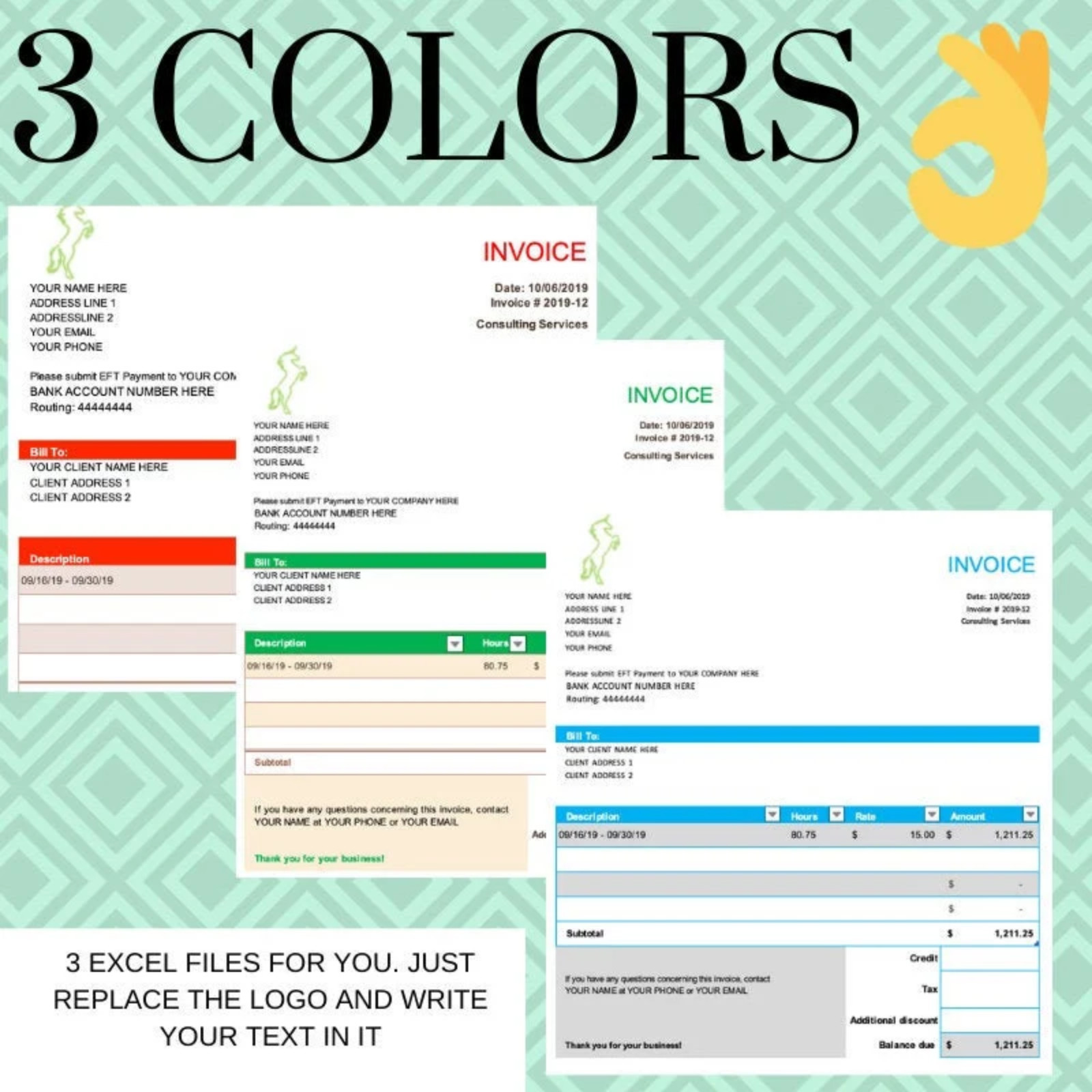 3 Excel Invoices Template Great for Consulting and Hourly work – Digital