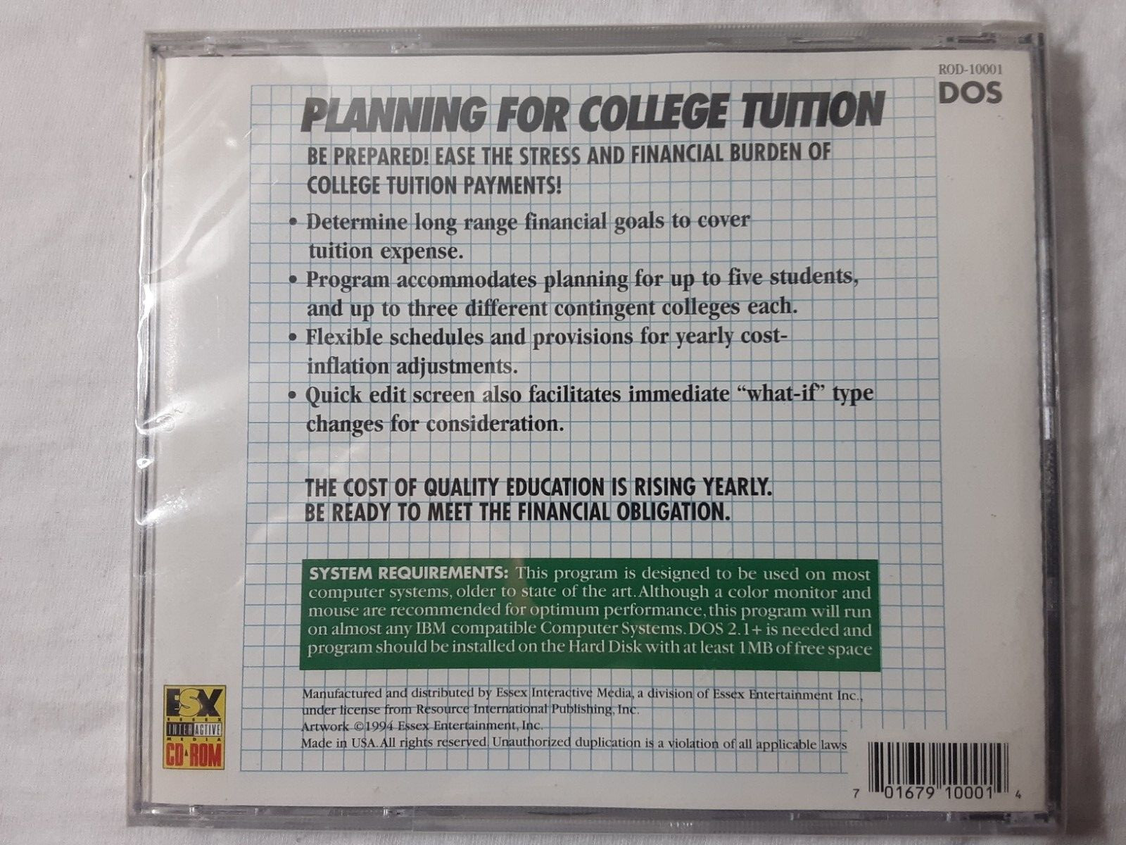 retro 1994 CD-Rom – Planning for College Tuition – Safeguard Your Child’s Future