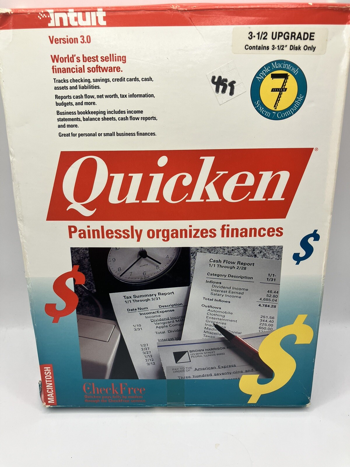 Macintosh 3.0 Quicken 1991 Manage Home & Business Finances Intuit Floppy Disk