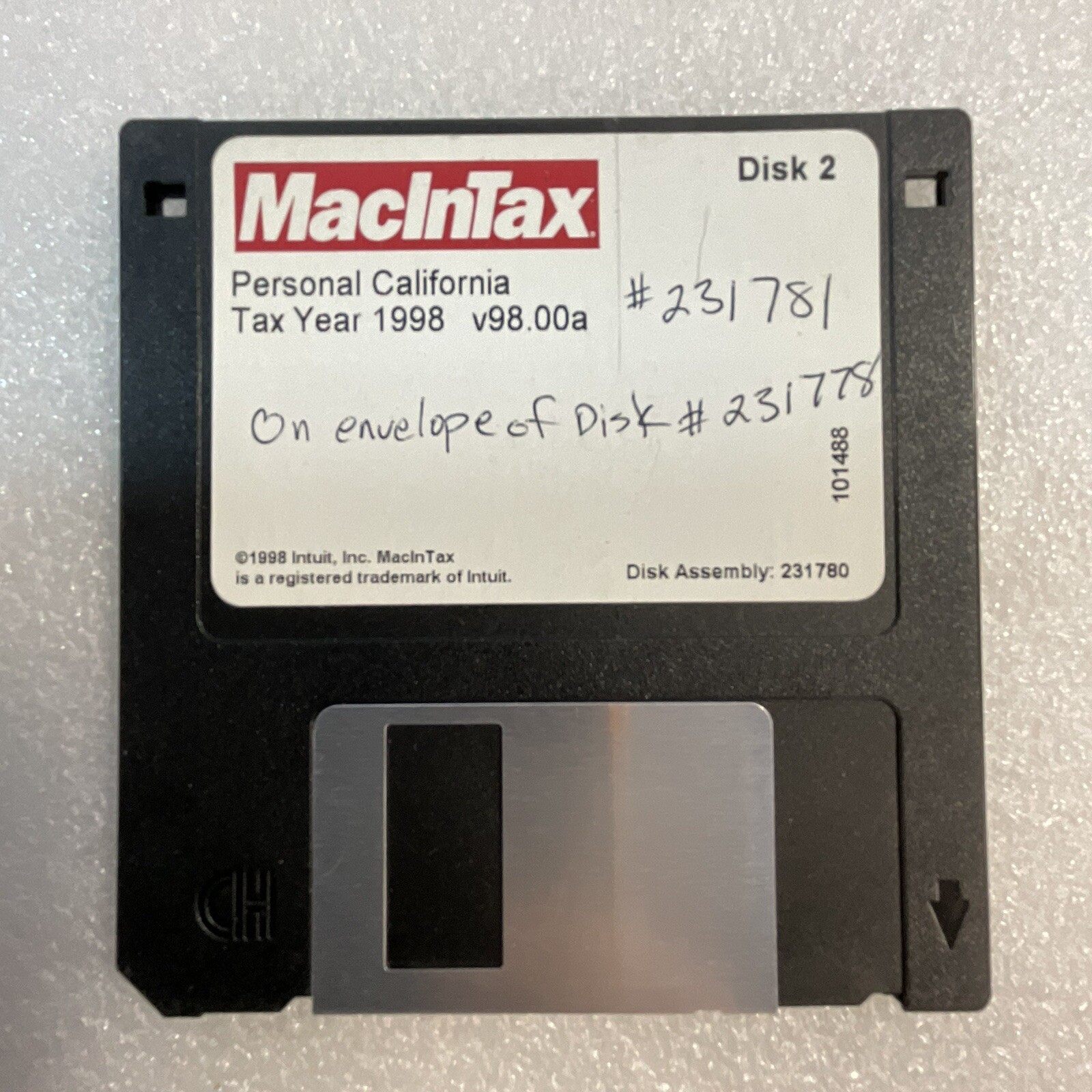 1998 Mac In Tax Personal California 3.5″ 2 Disks 1998 ElectronicsRecycled