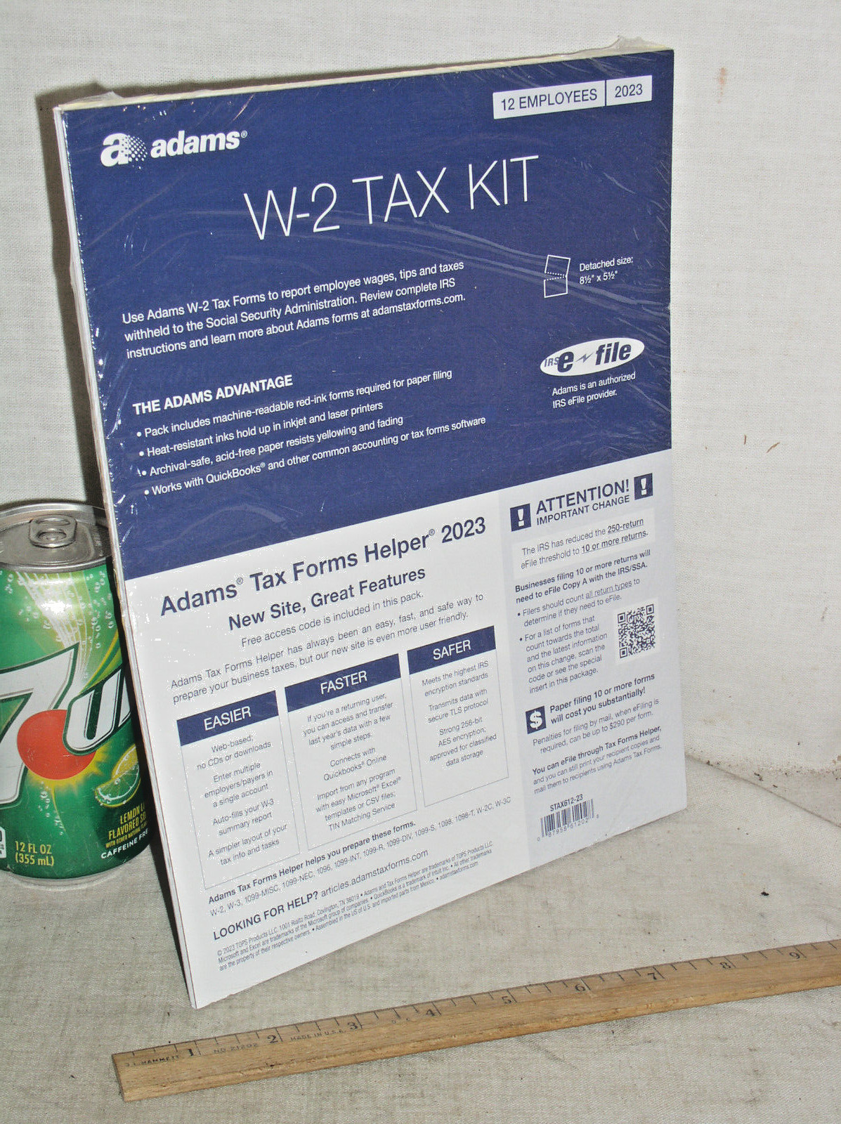 SEALED 2023 ADAMS STAX612-23 W2 TAX KIT FORMS 6-PART W3 12 EMPLOYEES + ENVLOPES