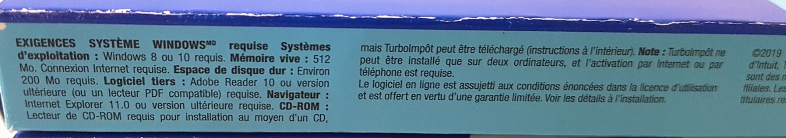 TurboTax Standard Deluxe CD/Download 2019 Bilingual Canada Canadian Tax 8 Return