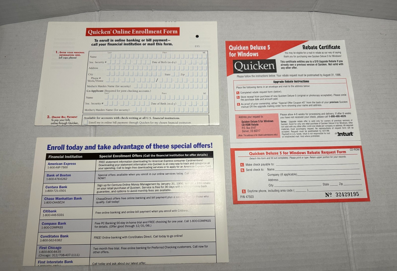 Vintage Quicken Deluxe Version 5 CD-ROM for IBM Windows 95 and 3.1 1996 VTG