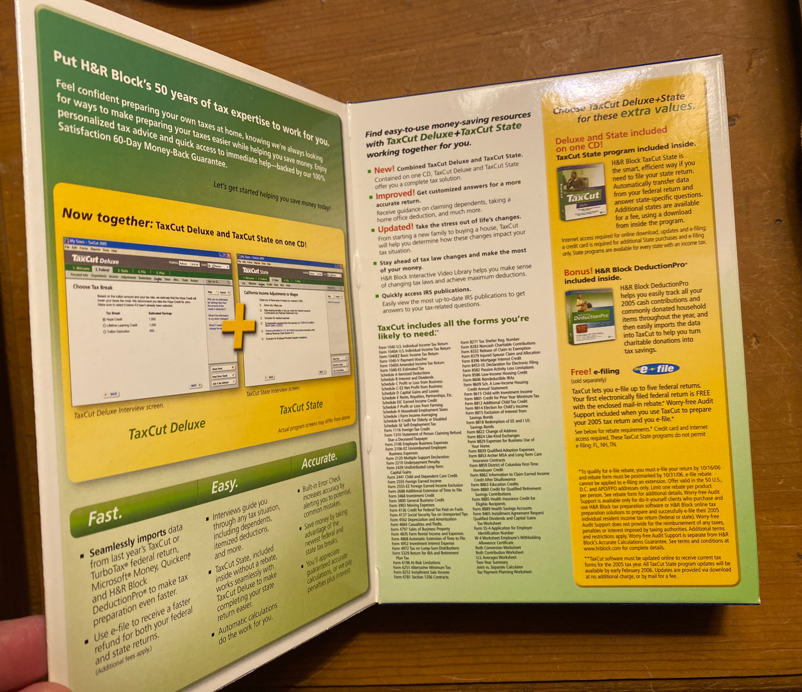 H&R Block Tax Cut Deluxe + State, 2005 Excellent CD Set Tax Prep,in Original Box