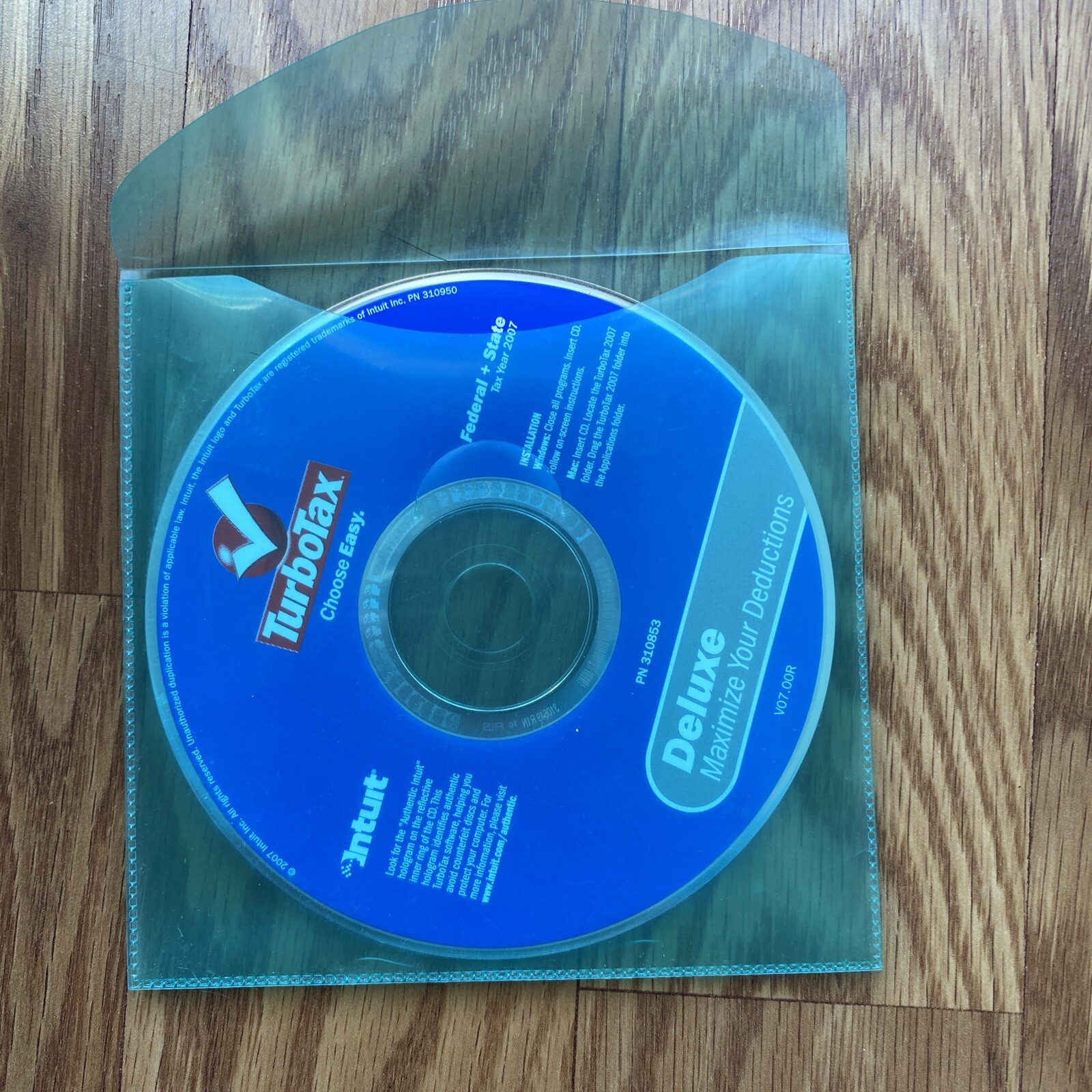 Turbotax Deluxe 2007 Federal & State Tax Software For Win & Mac Disc Disk CD